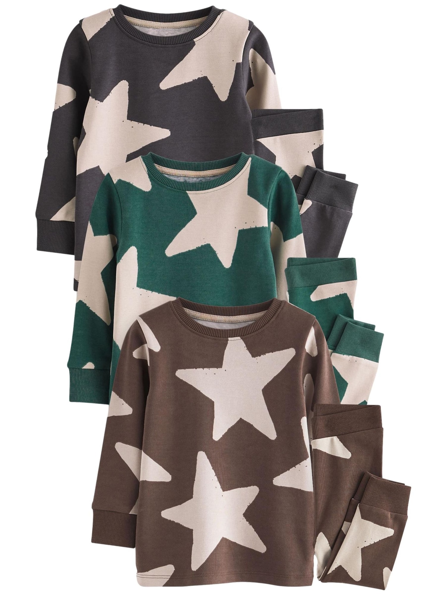 Next Pijamale  culoarea pielii / maro mokka / gri metalic / verde smarald