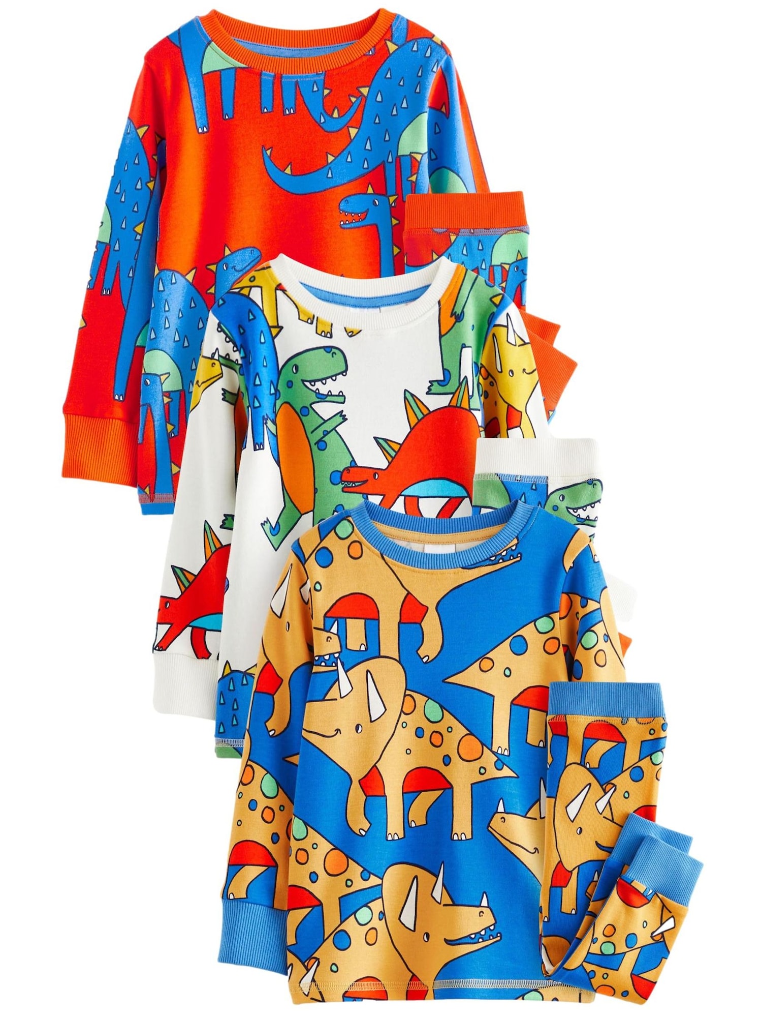 Next Pijamale  albastru / verde / roșu orange / alb murdar