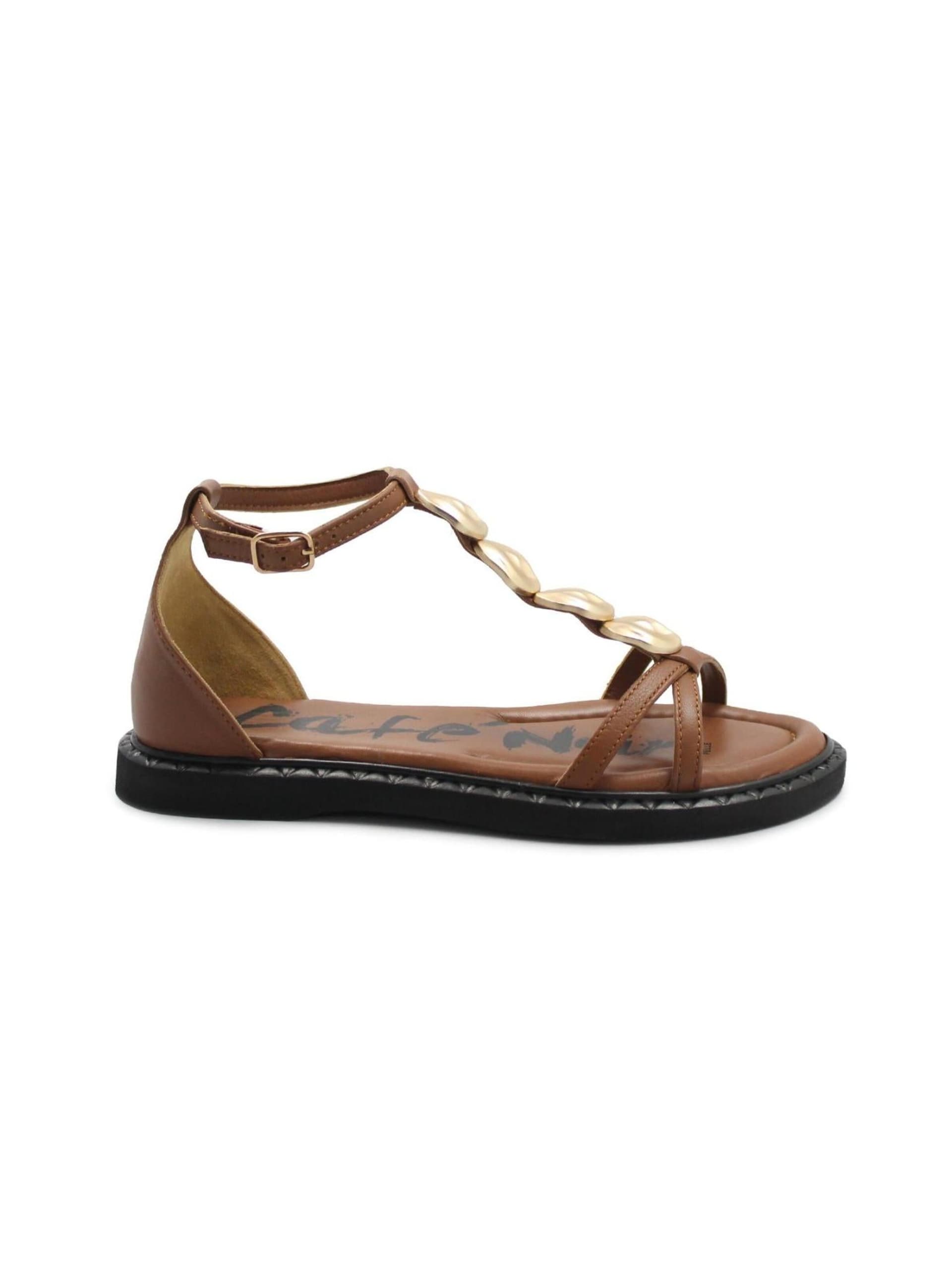 Café Noir Sandal 'CAFè NOIR FB4010 cuoio sandali donna cinturino borchie pelle tallone chiuso' sandaler dam