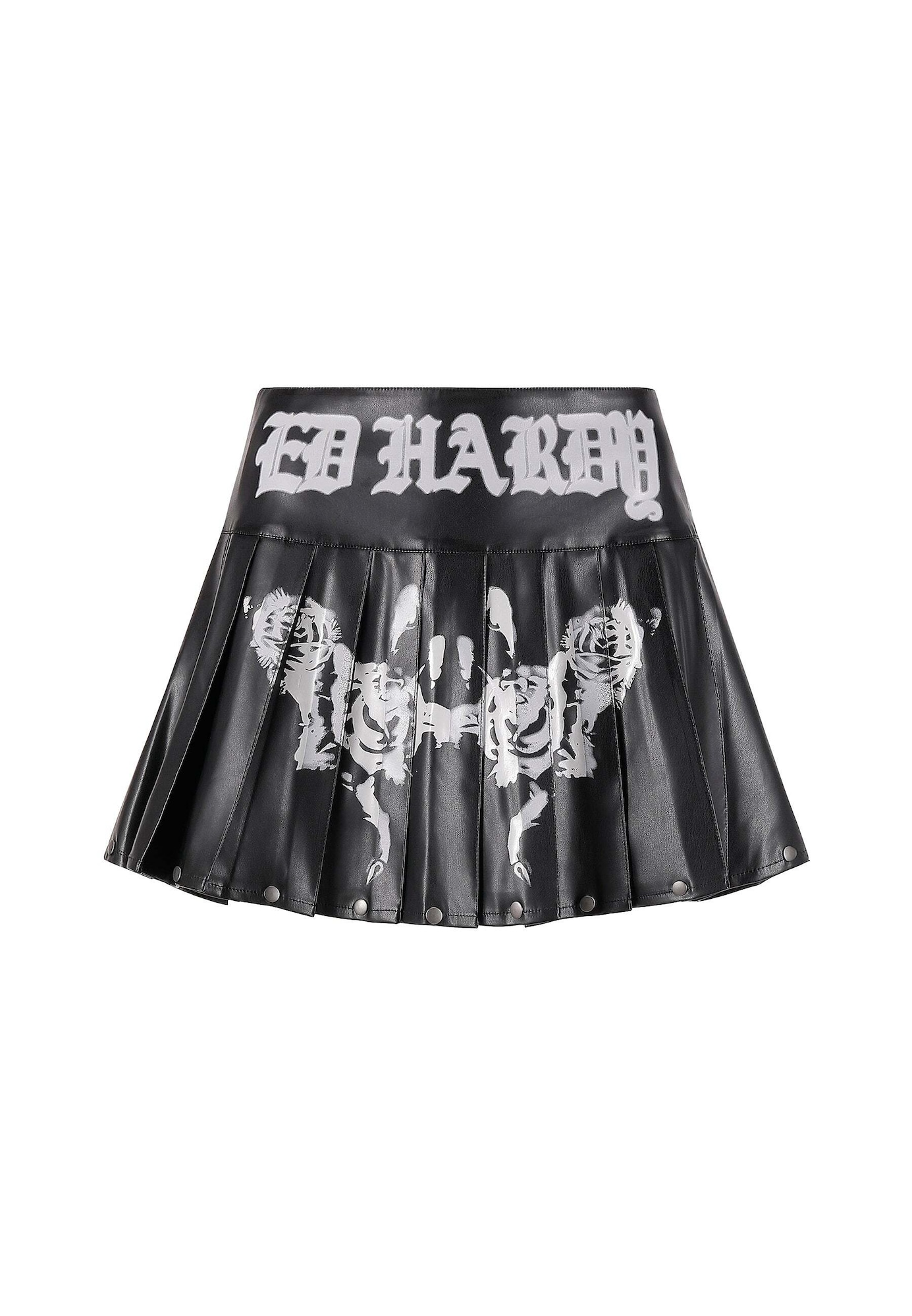 Ed Hardy Fustă 'Ghost Rose'  negru / alb murdar