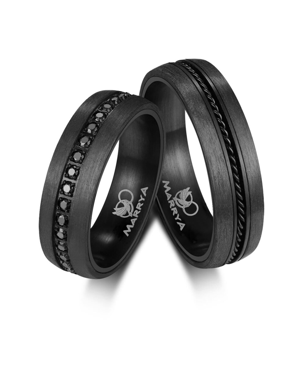 Ring 'MARRYA CA-01 Ehering aus Carbon + Edelstahl "Schwarz"'