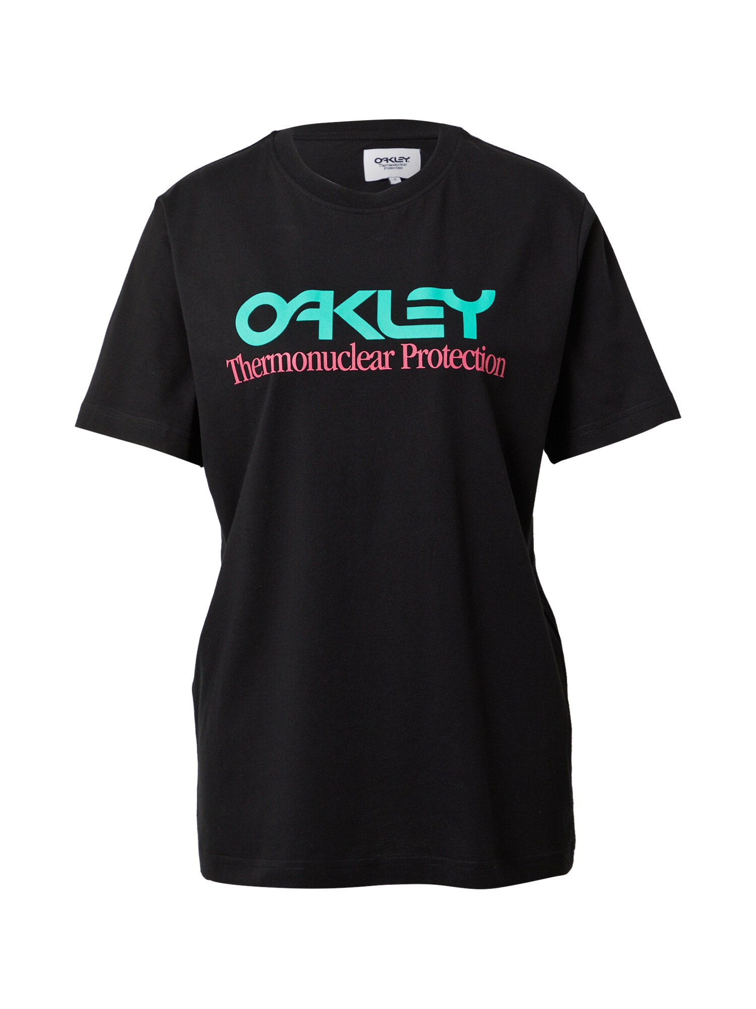 OAKLEY Sportiniai marškinėliai 'FIERY'  juoda / nefrito spalva / rožinė