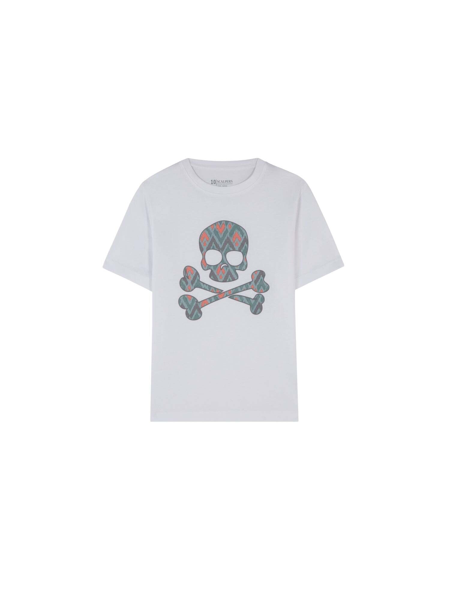 Scalpers Póló 'Ikat Skull'  sötétszürke / fehér akciós termékkép 1