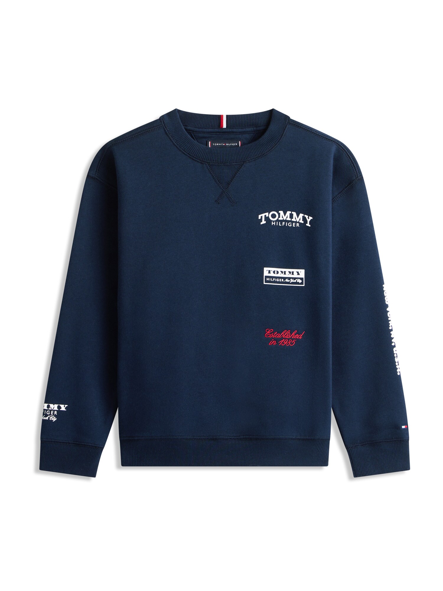 TOMMY HILFIGER Bluză de molton  bleumarin / roșu / alb