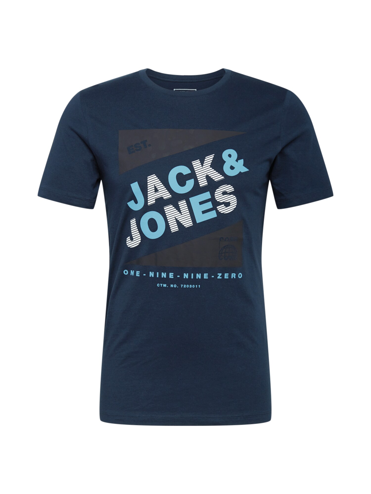 JACK & JONES Marškinėliai  tamsiai mėlyna / juoda / balta / šviesiai mėlyna