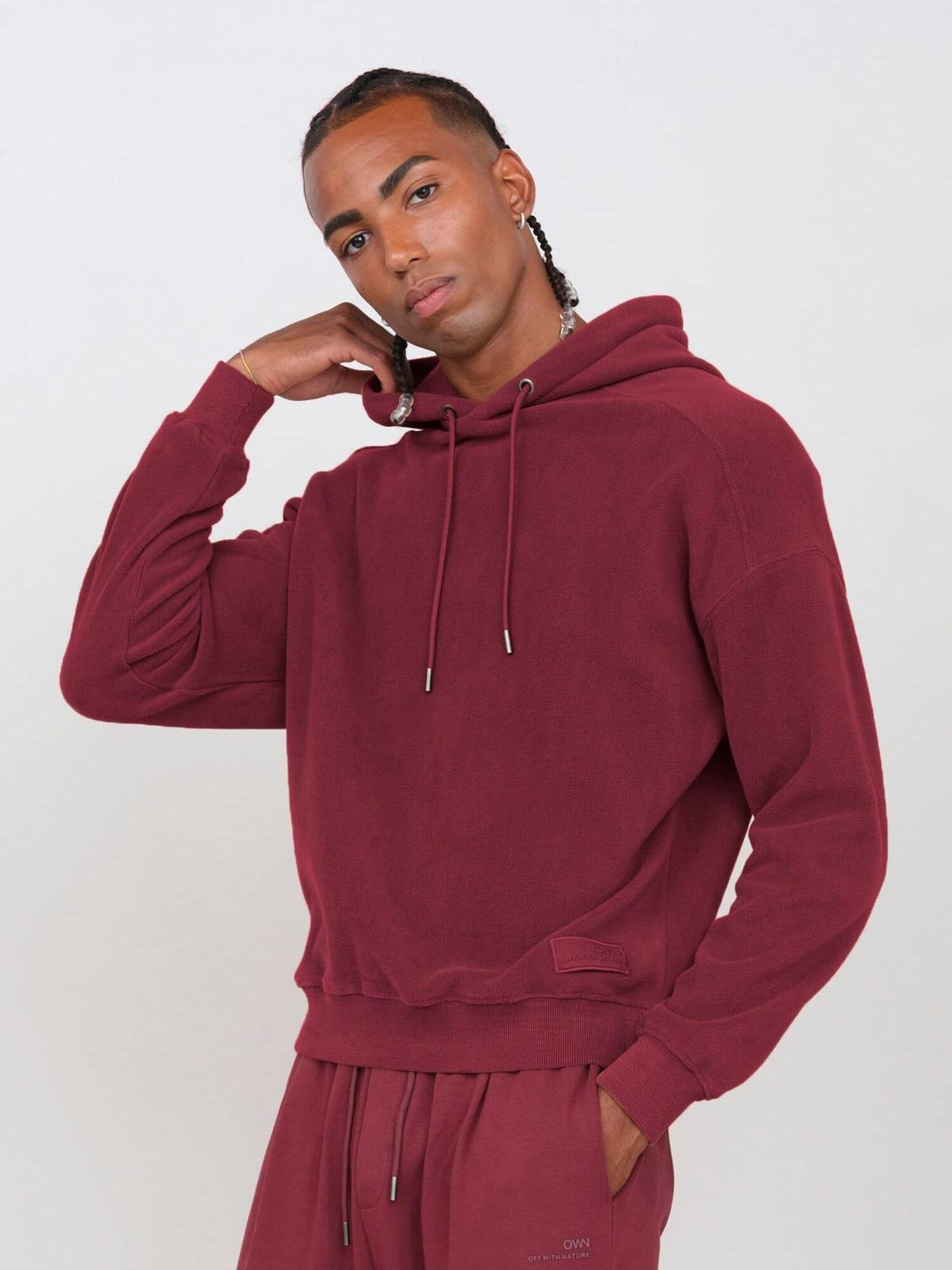 OWN Off With Nature Sweater majica 'Pile con Cappuccio' bordo