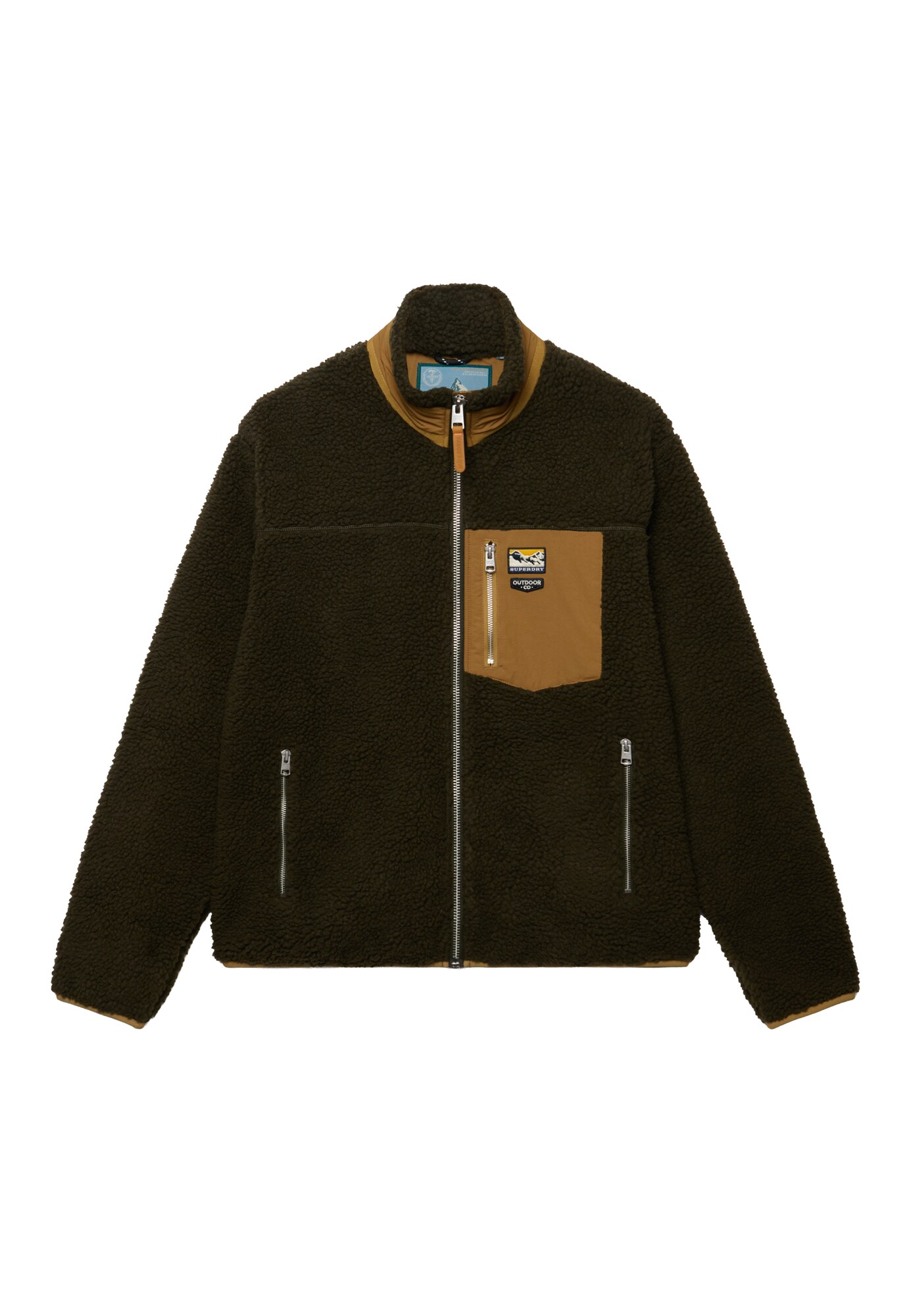 Superdry & Co Flisová bunda 'MOUNTAIN'  sépiová / tmavozelená