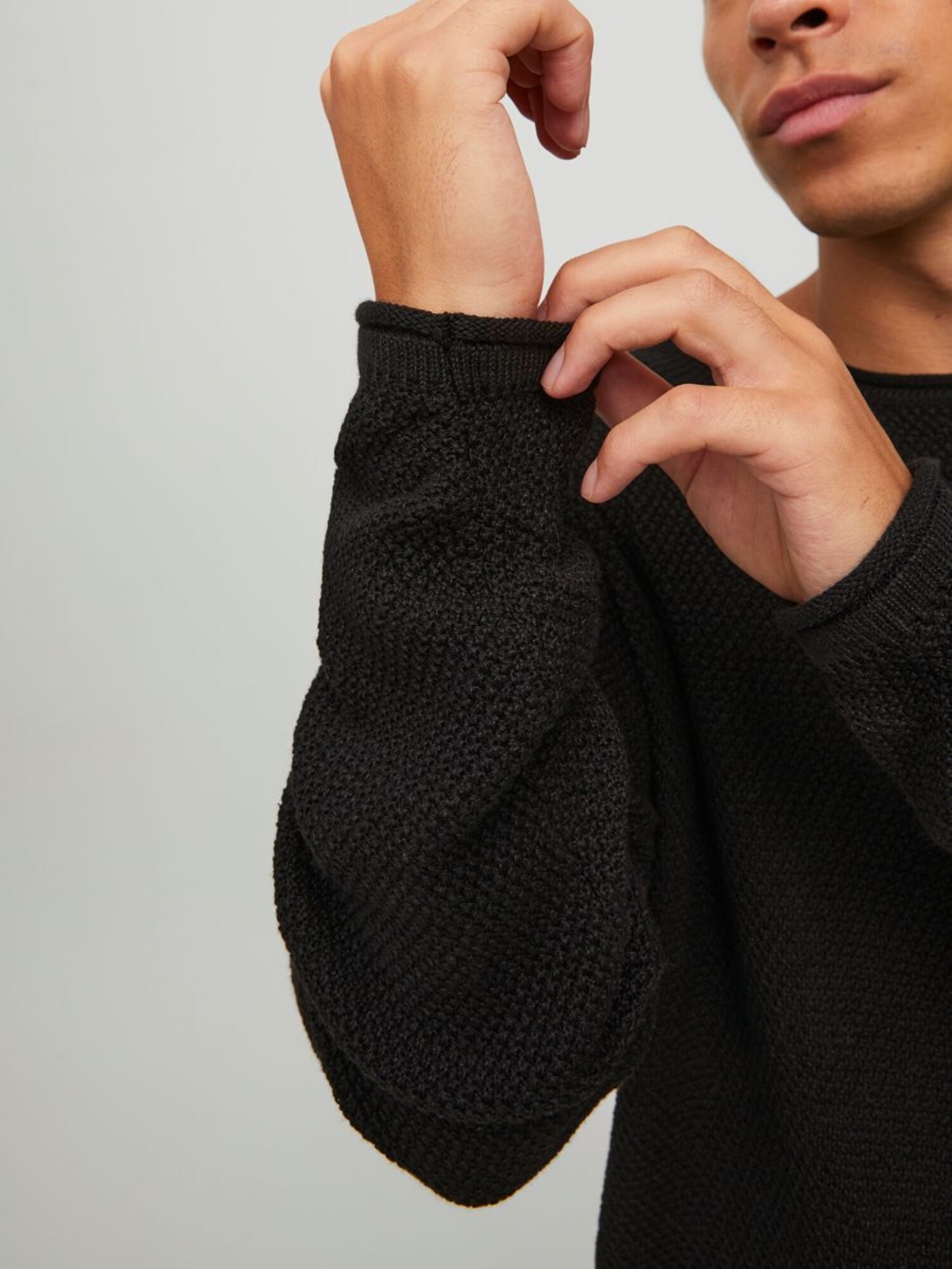 JACK & JONES Sveter 'Paul Tons' mätová / čierna / biela (obrázok 6)