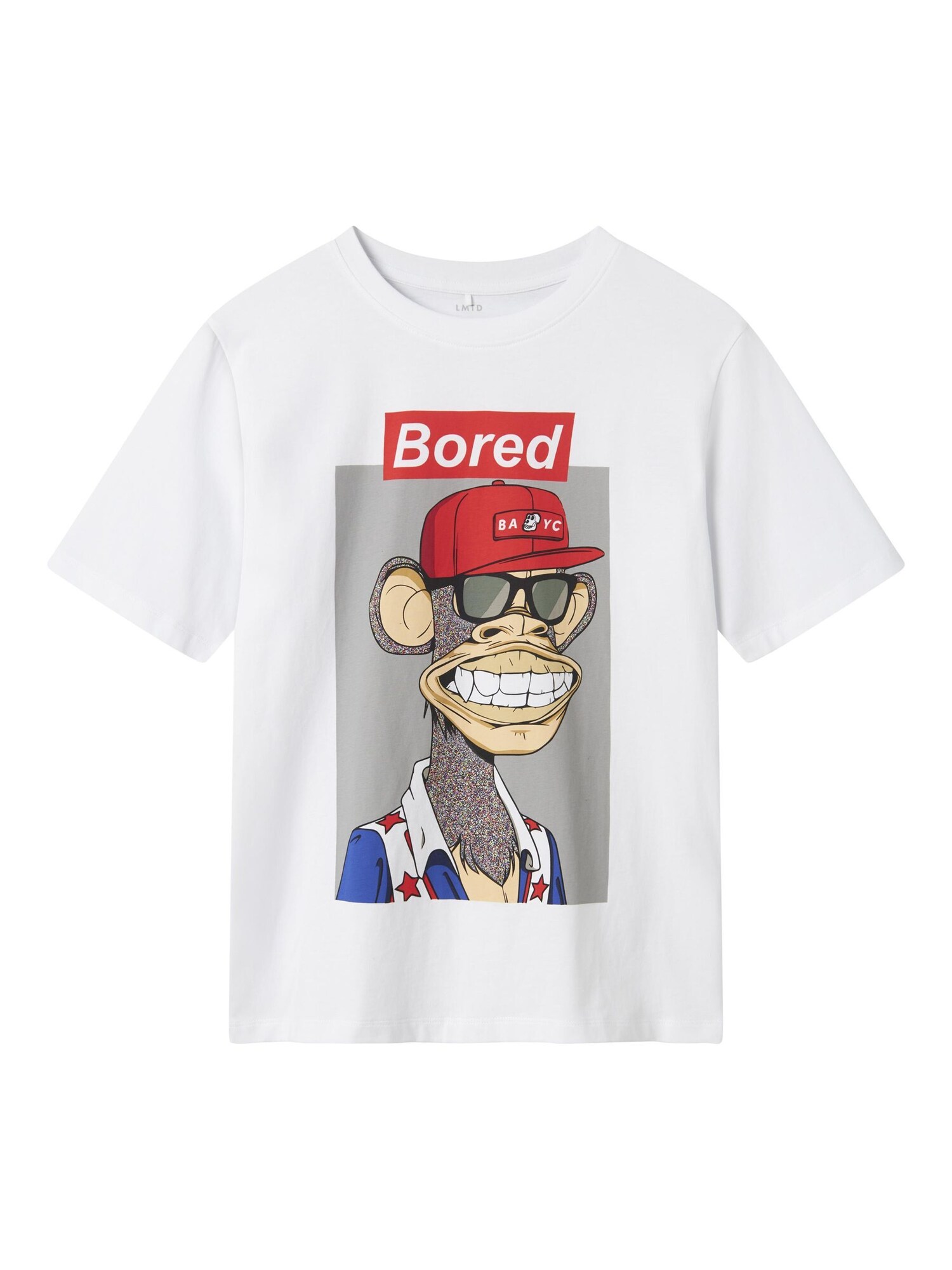 NAME IT Póló 'Bored Ape'  szürke / sötétvörös / fekete / fehér akciós termékkép 1