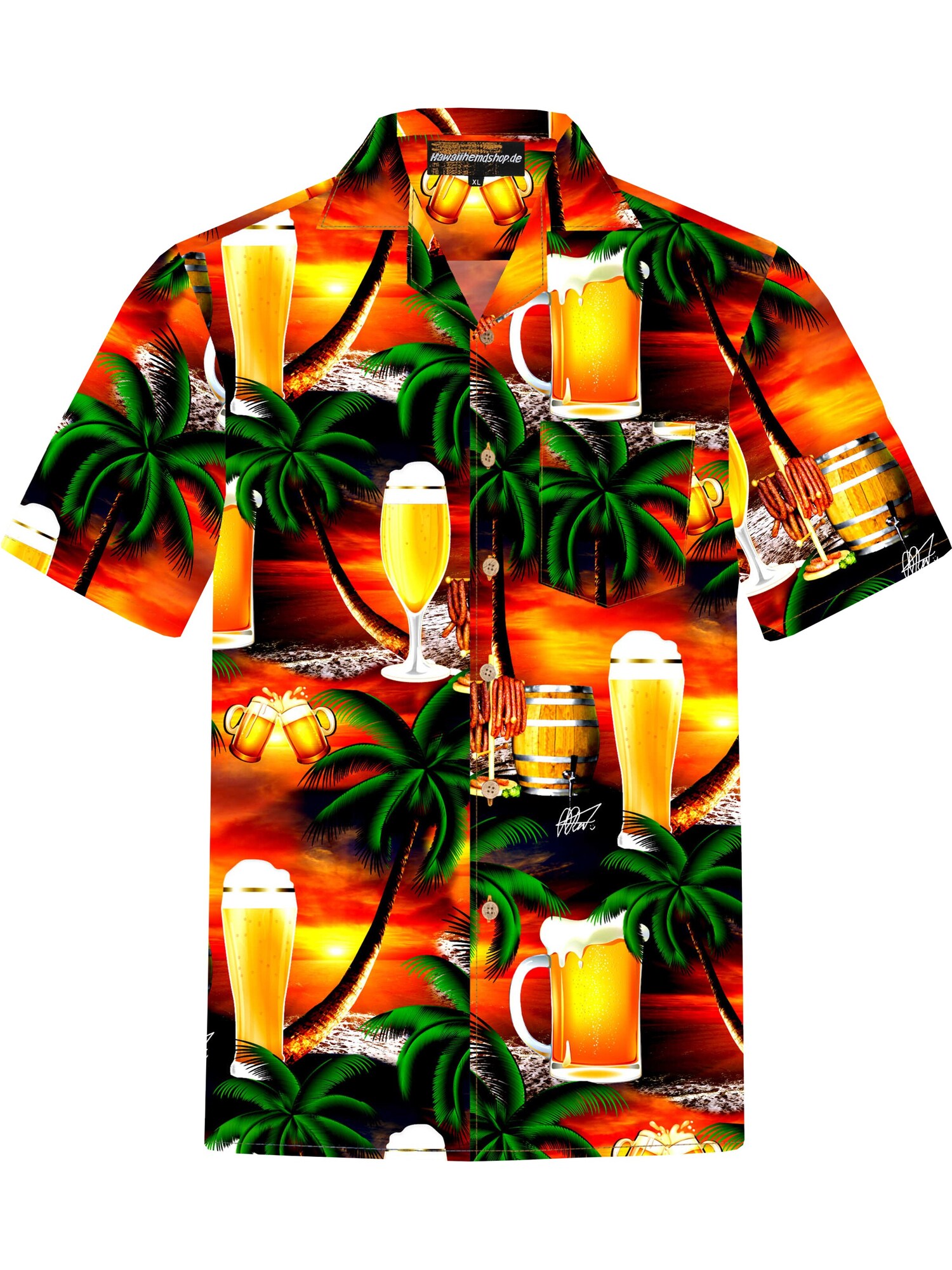 Hawaiihemdshop.de Camisa 'Hawaiihemd "Beer in Paradise"'  naranja