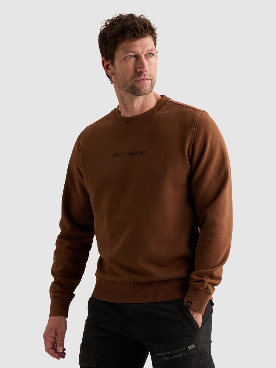 Sweatshirt 'Sweatshirt with garment-dye wash and chest logo'