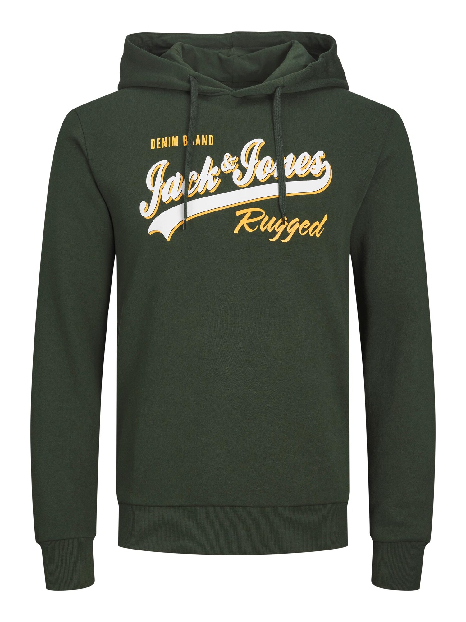 JACK & JONES Mikina 'JJELogo'  tmavozelená / svetlooranžová / biela