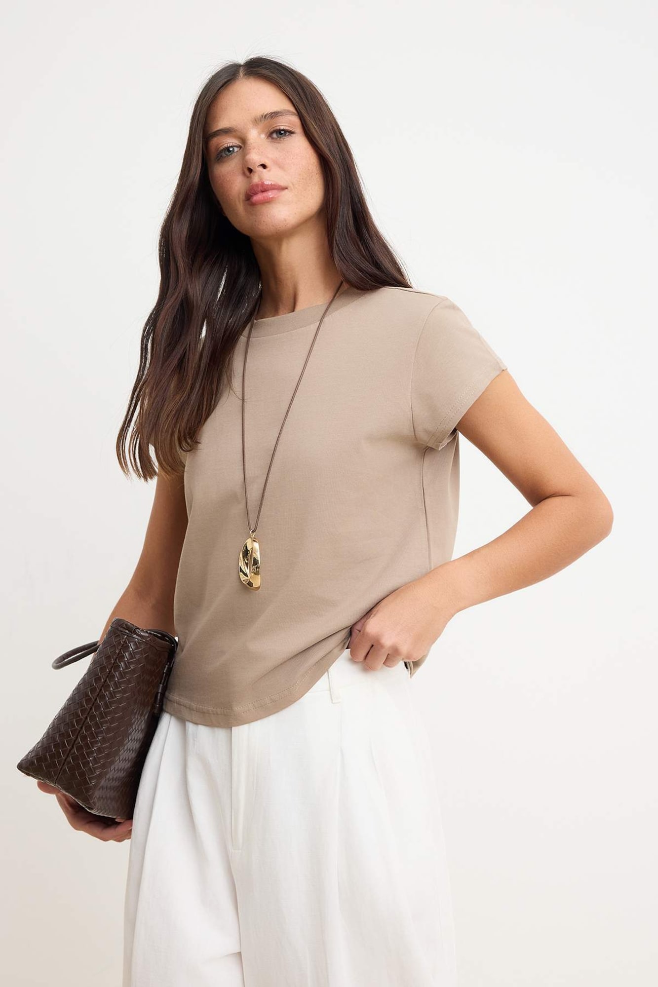 Trendyol Tricou gri taupe