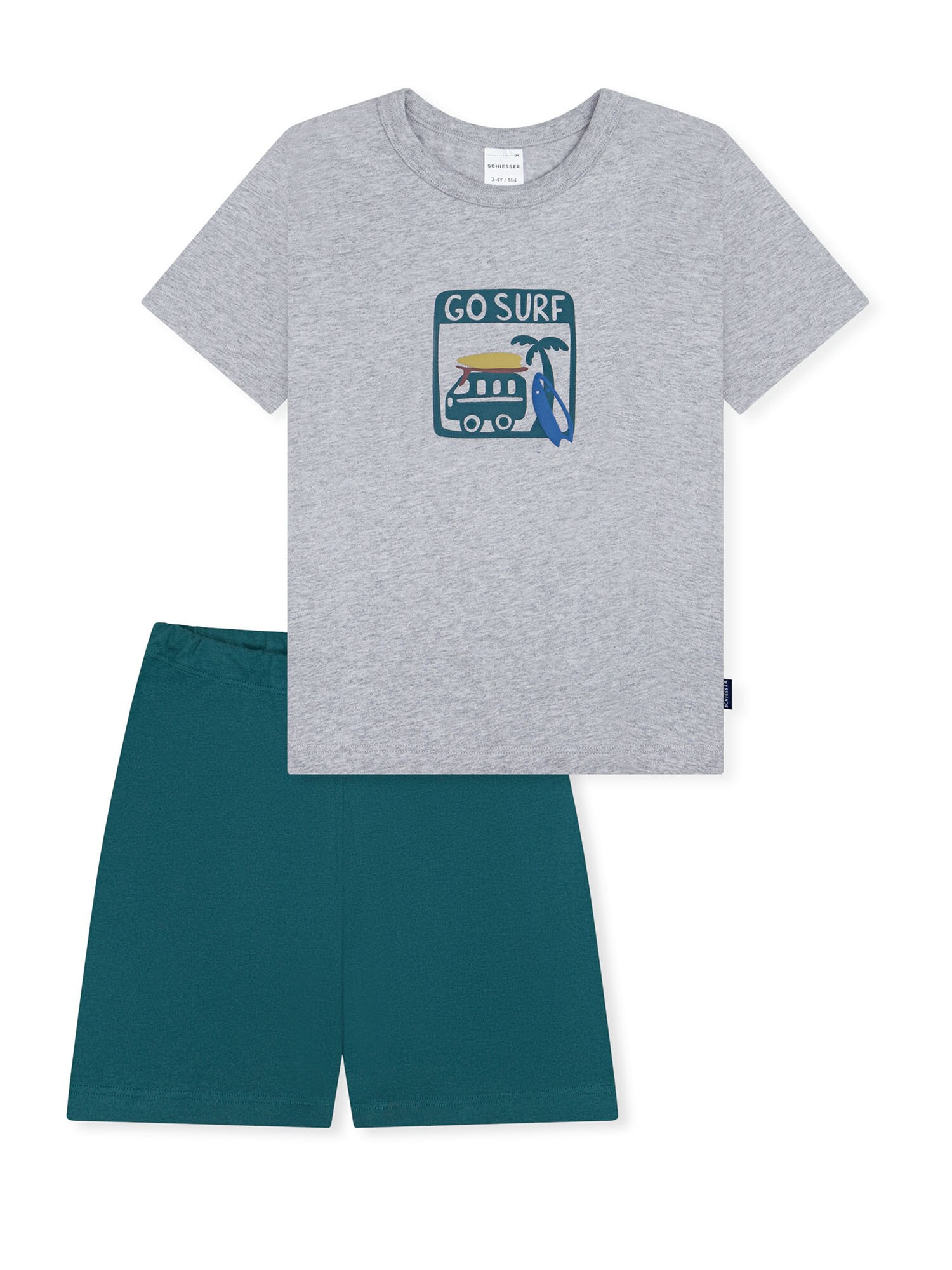 Schiesser Nachtkledij ' Kids Nightwear ' Grijs Gemêleerd / Groen