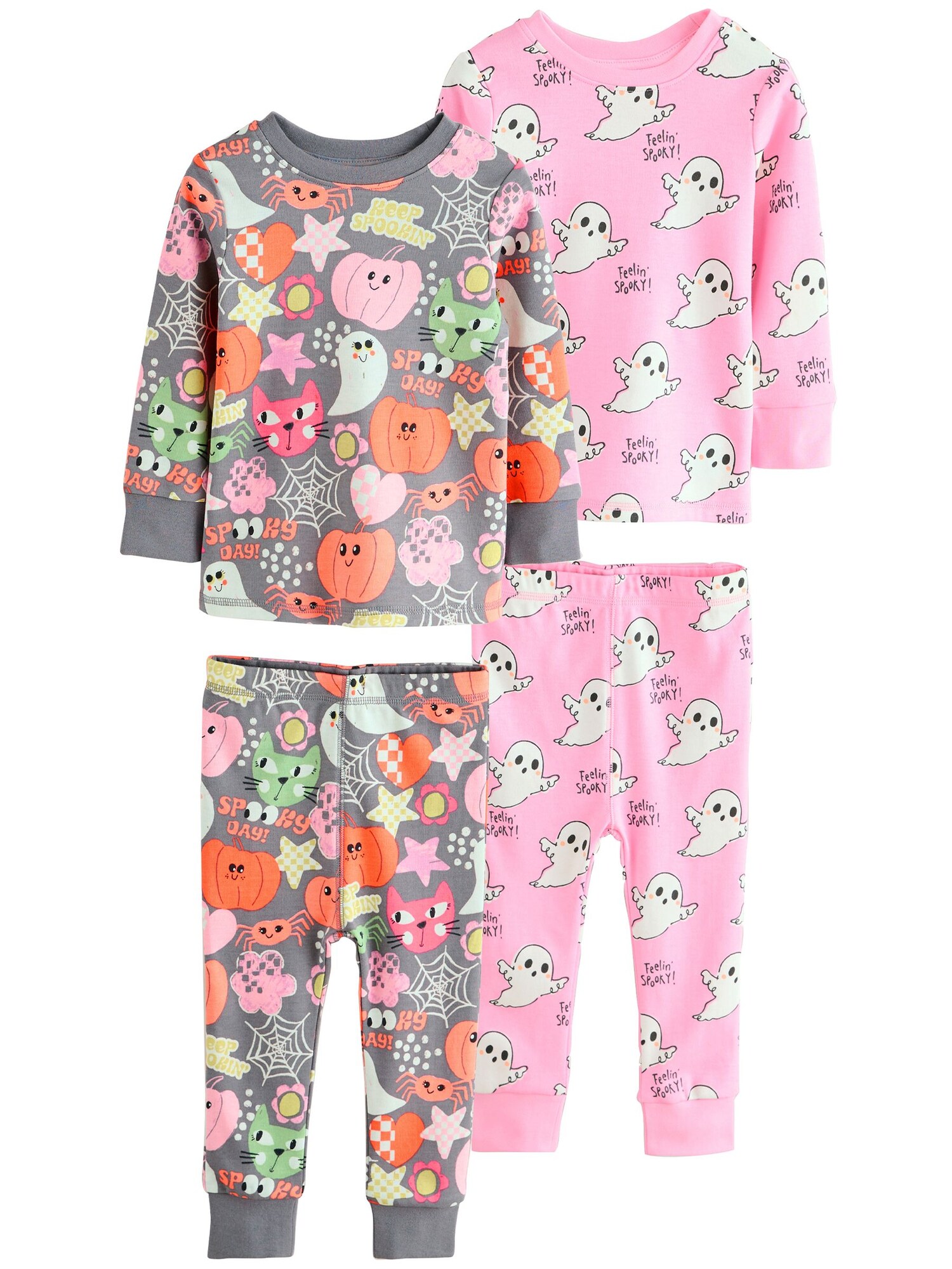 Next Pijamale Halloween  gri închis / portocaliu închis / roz deschis / alb