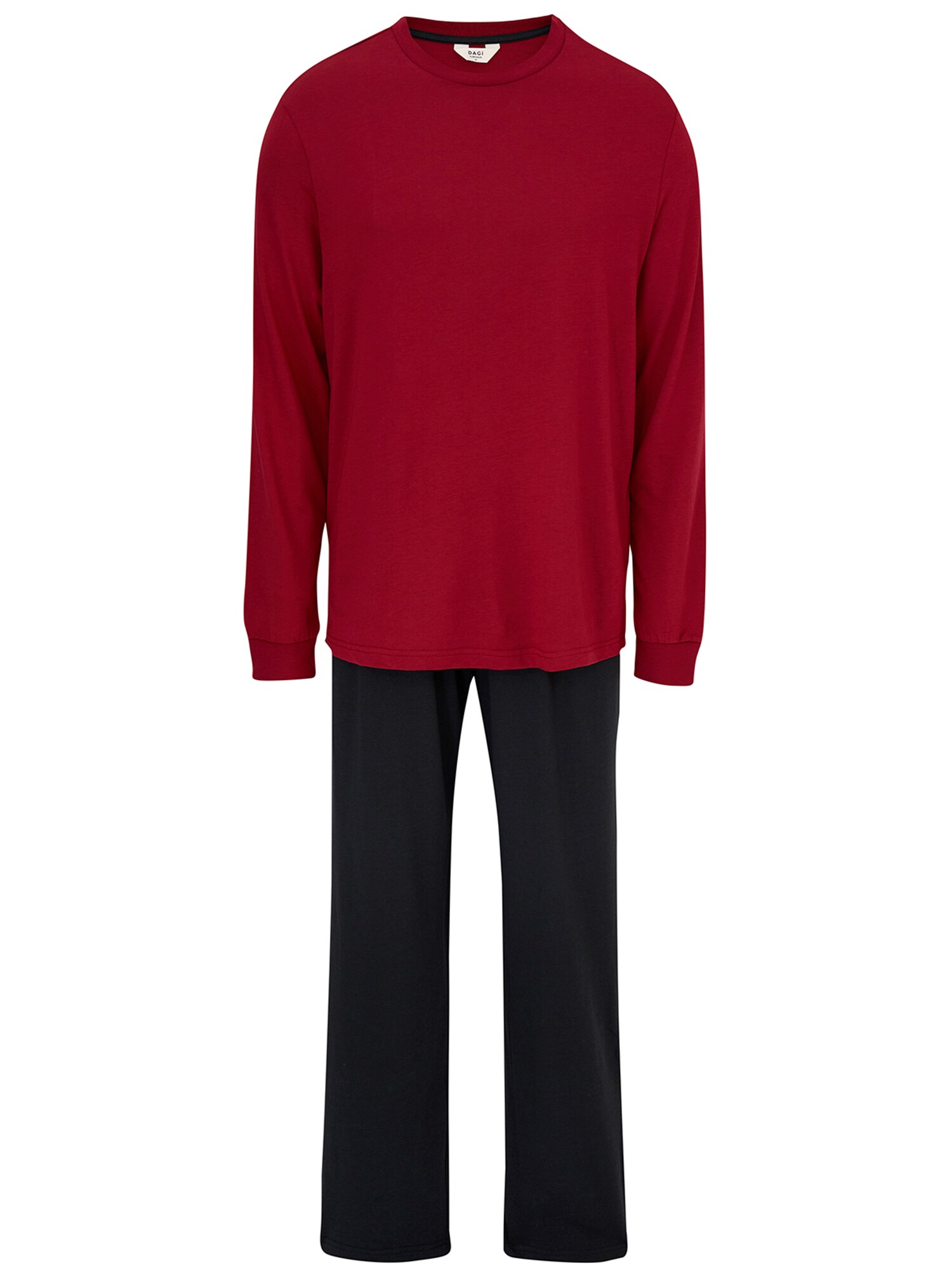 Dagi Pijama lungă  gri metalic / roșu bordeaux