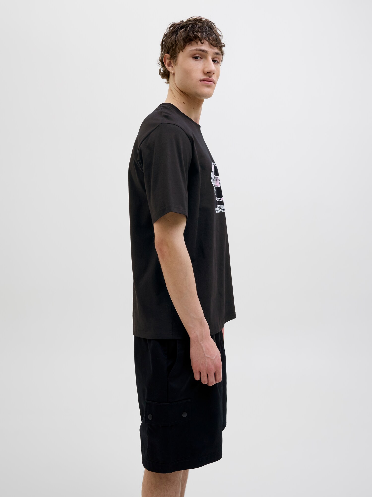 JACK & JONES Póló 'JCOLido'  rózsaszín / fekete / fehér termék 2. képe