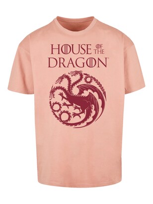 F4NT4STIC Shirt ‘House Of The Dragon Targaryen Crest Logo’ Nude / Donkerrood