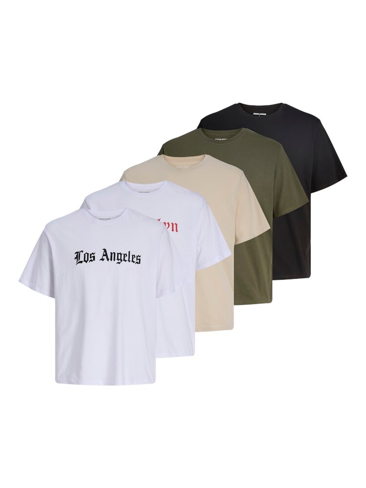JACK & JONES T-Shirt 'JJWOLFIE' Herren Größe L beige / khaki / rot / schwarz / weiß