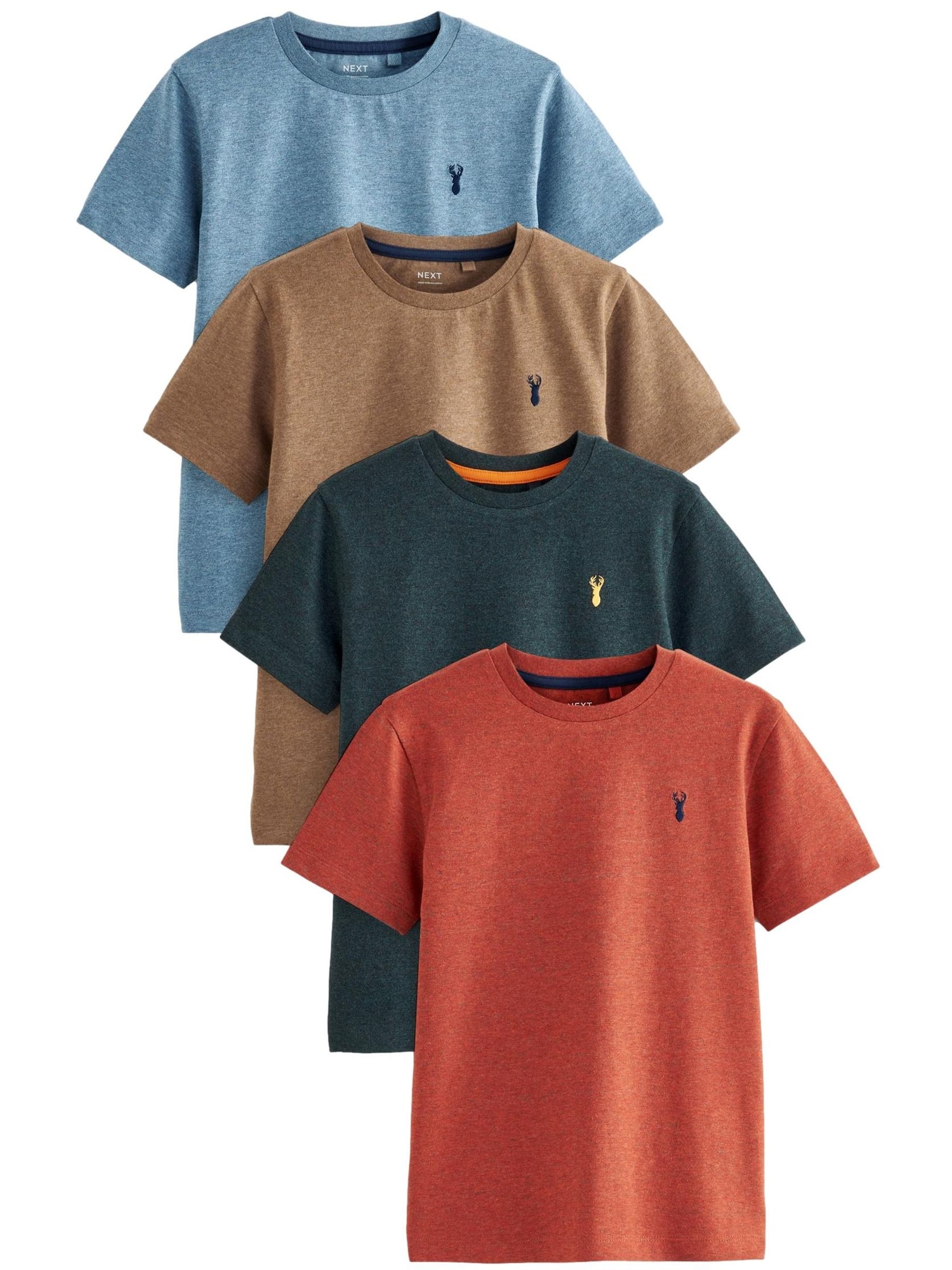 Next Tricou  bleumarin / albastru deschis / maro coniac / maro amestecat