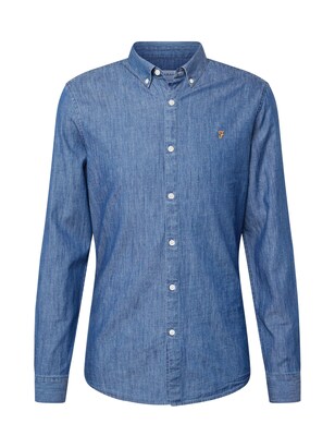 Farah Overhemd Blauw denim / Bruin