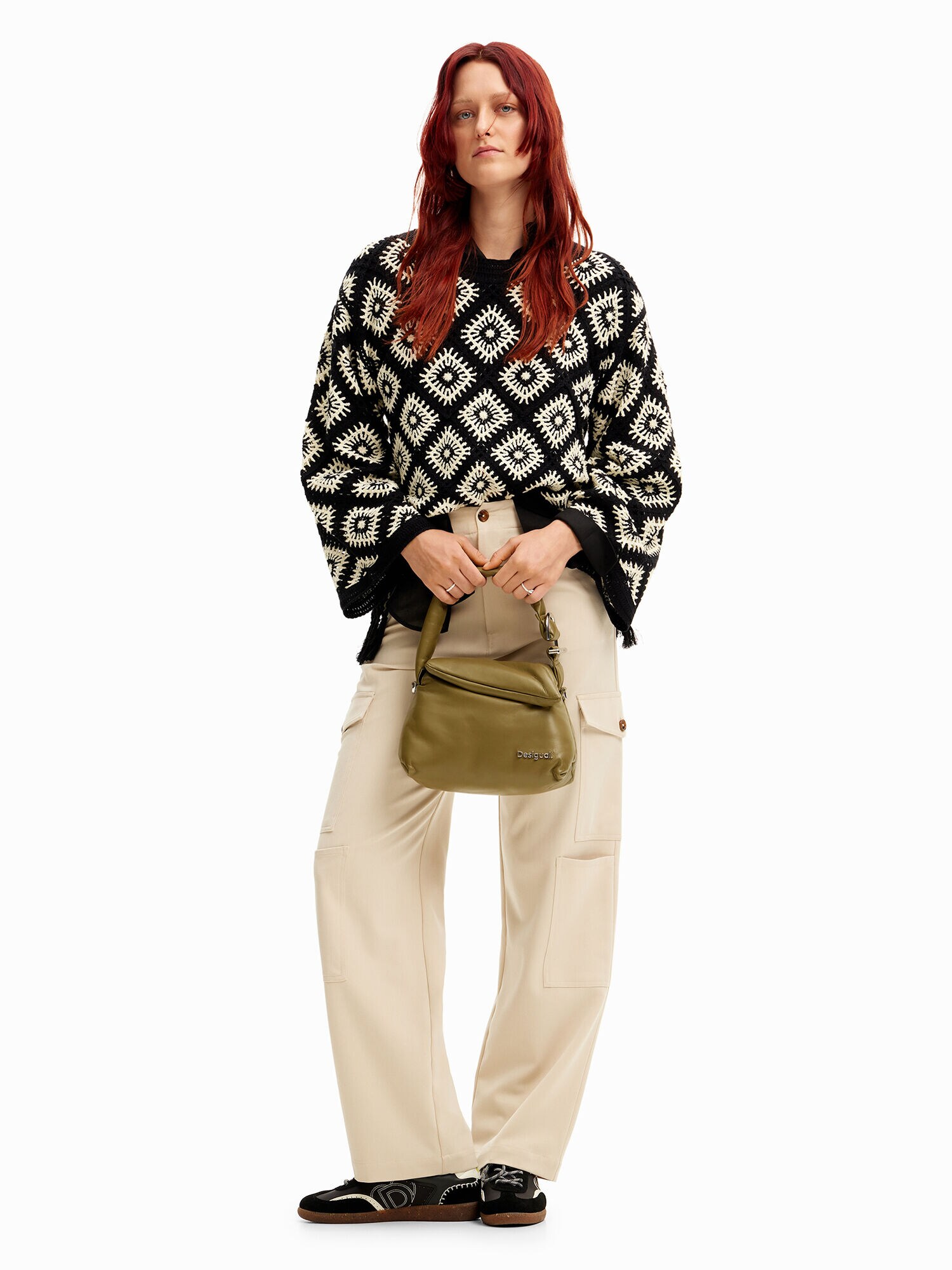 Desigual Pulóver 'Crochet'  éjkék / fehér termék 2. képe