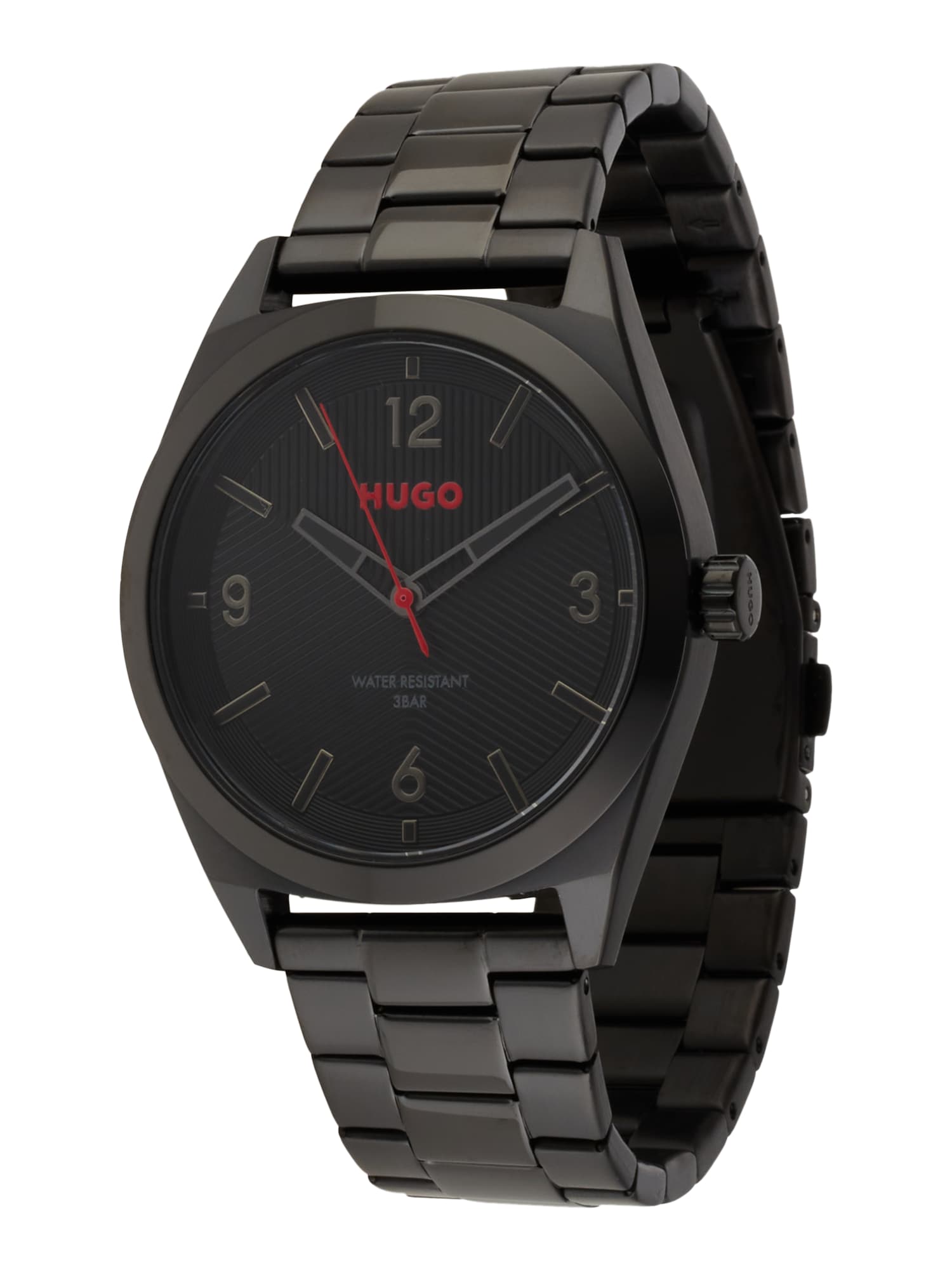 HUGO Analoginis (įprasto dizaino) laikrodis juoda / tamsiai pilka / raudona