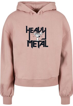 Merchcode Sweatshirt ‘Peanuts – Heavy Metal’ Rosé / Zwart / Wit