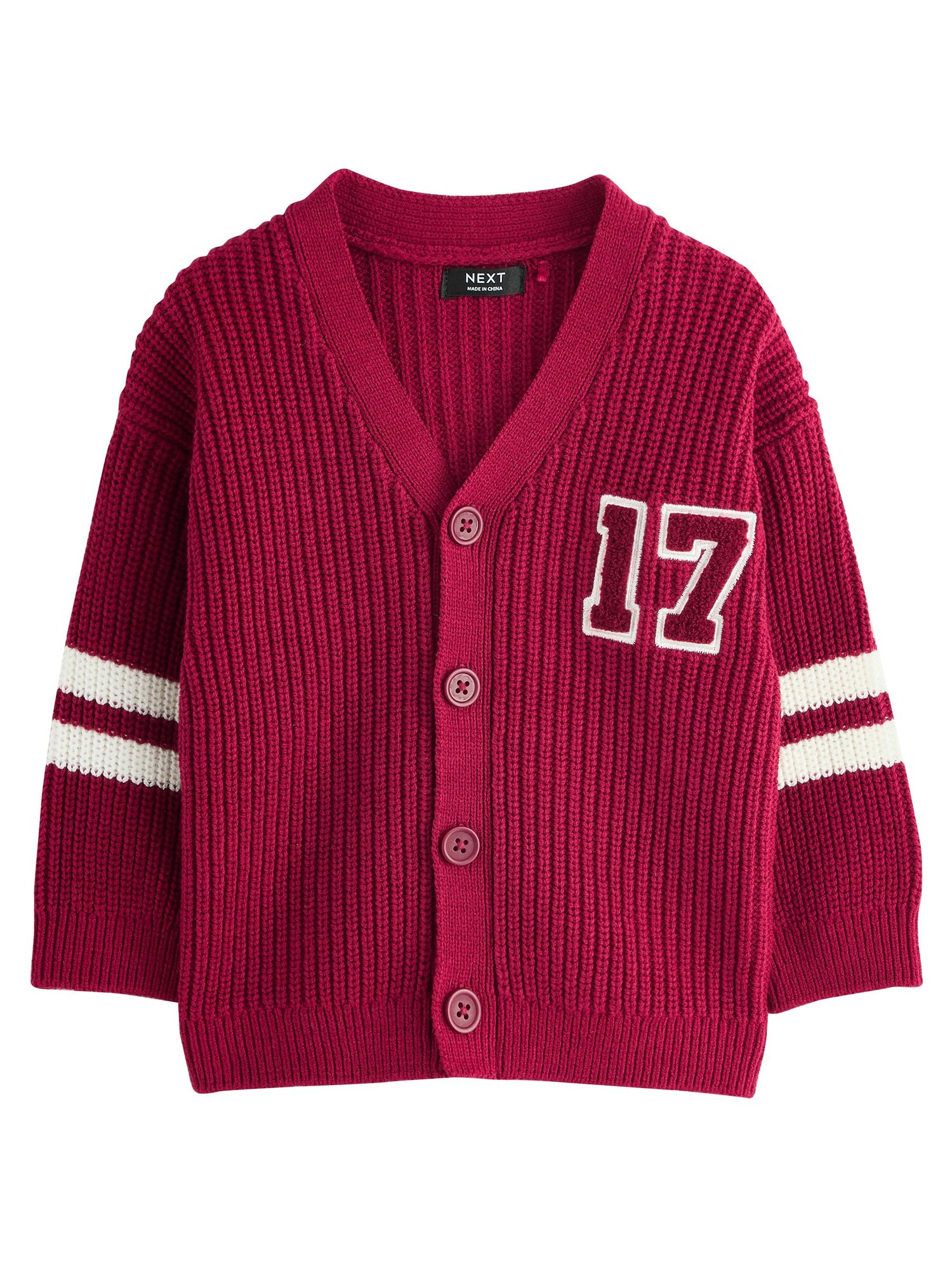 Next Geacă tricotată  roşu închis / alb