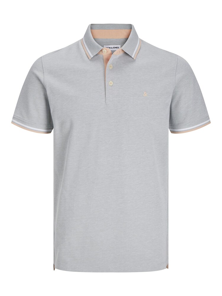Jack & Jones Plus Poloshirt 'JJEPAULOS' Herren Größe XXL grau / apricot / weiß
