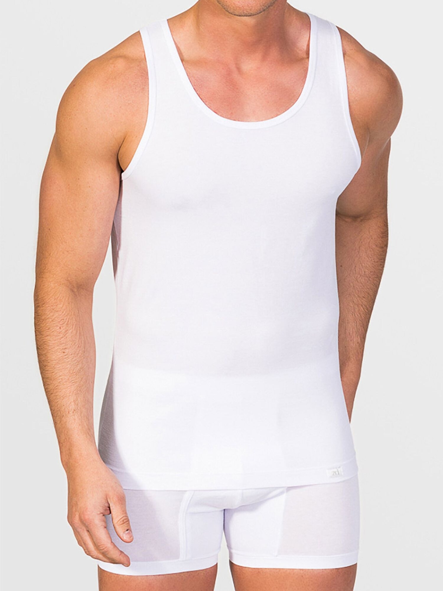 zd ZERO DEFECTS Camiseta térmica 'Tank top Egyptian cotton' blanco