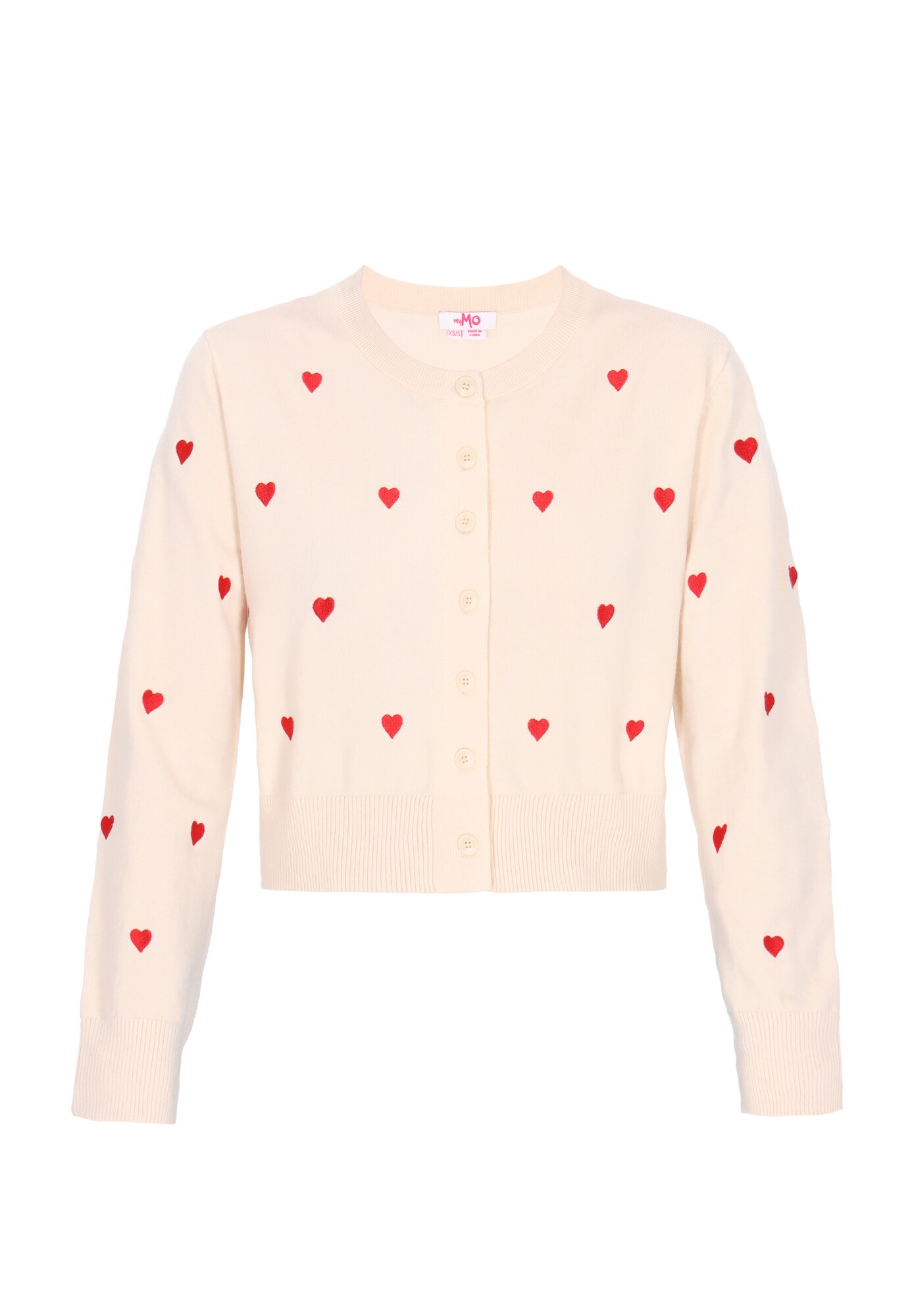Mymo Gebreid Vest Rood / Natuurwit