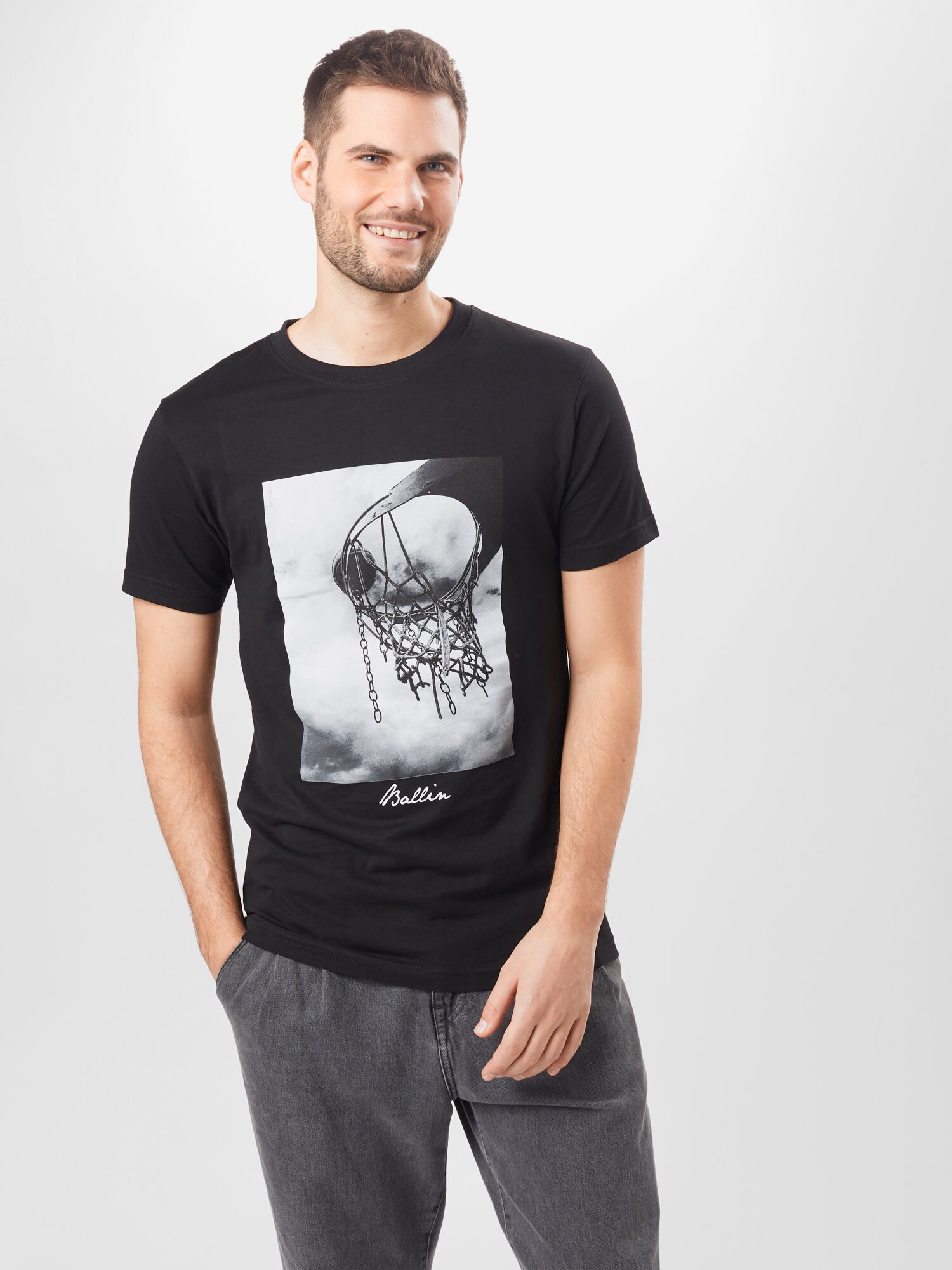 Mister Tee Póló 'Ballin 2.0'  sötétszürke / fekete / fehér termék 2. képe