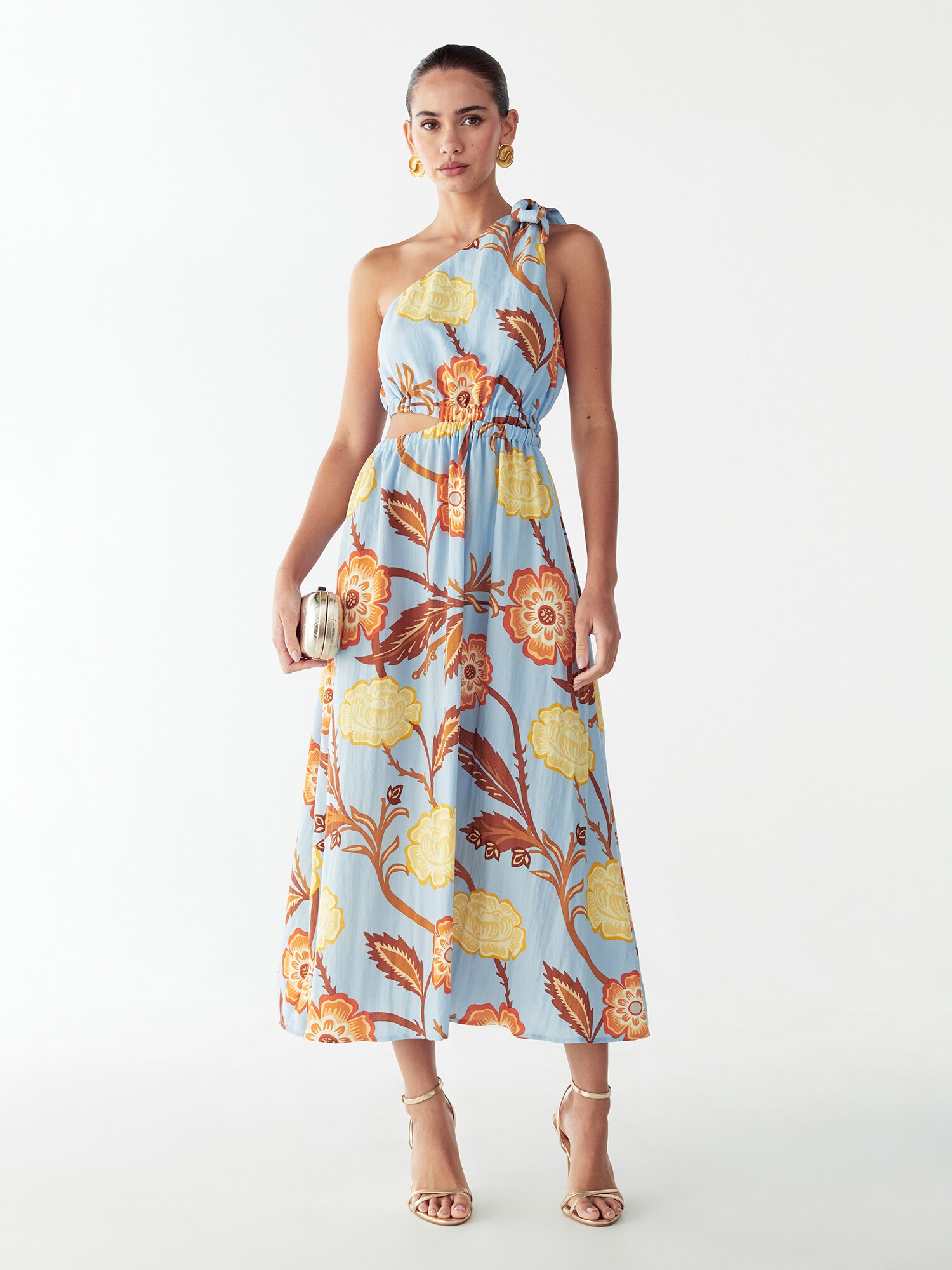 St MRLO Rochie Amile albastru deschis / maro / galben deschis