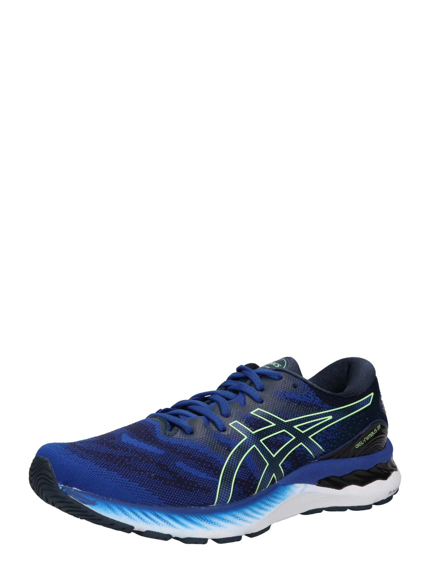 ASICS Bėgimo batai 'Gel-Nimbus 23' mėlyna / neoninė žalia / juoda