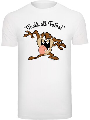 F4NT4STIC Shirt ‘Looney Tunes Taz That’s All Folks’ Bruin / Rosa / Zwart / Wit