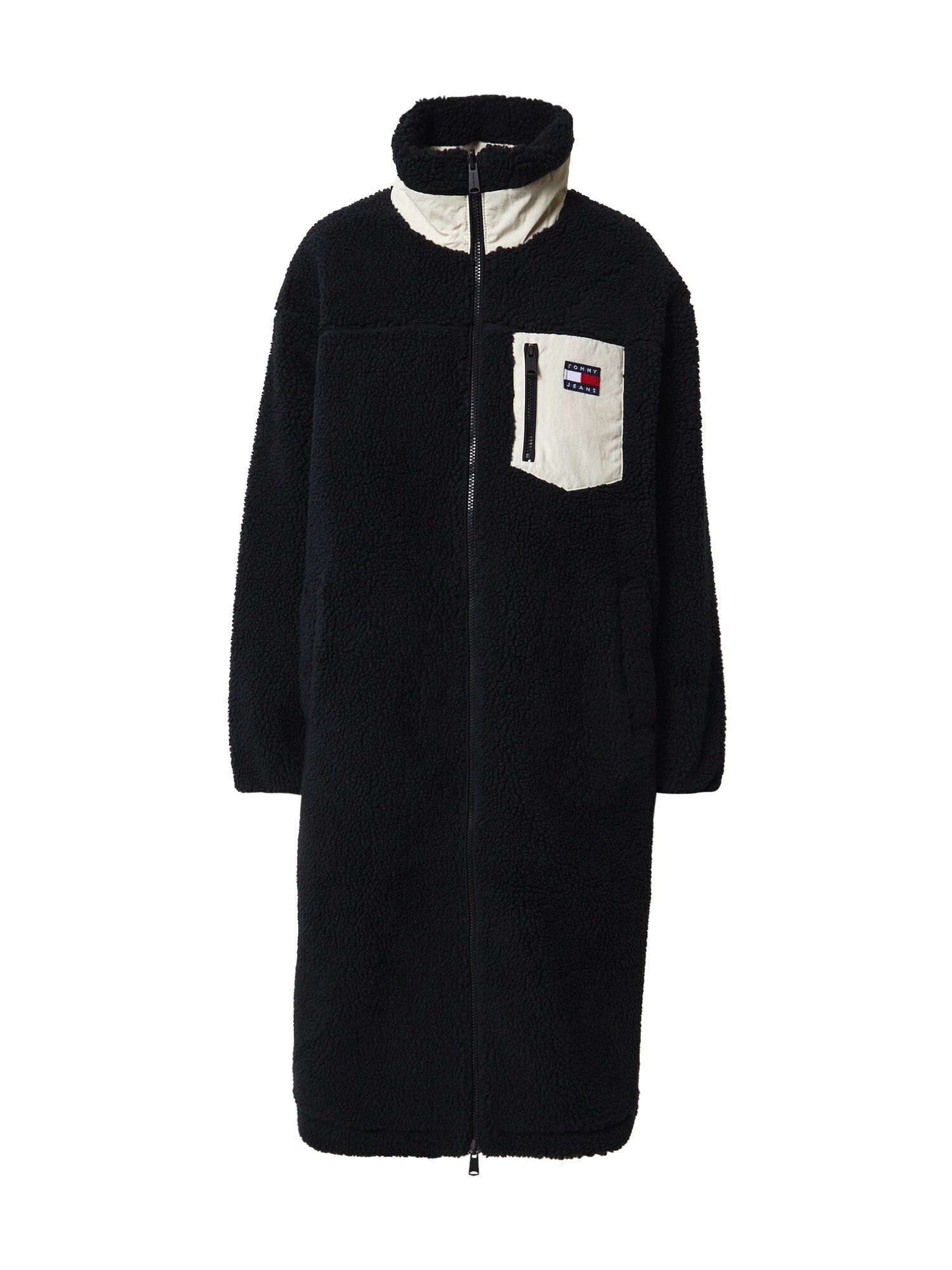 Tommy Jeans Rudeninis-žieminis paltas  juoda / balta