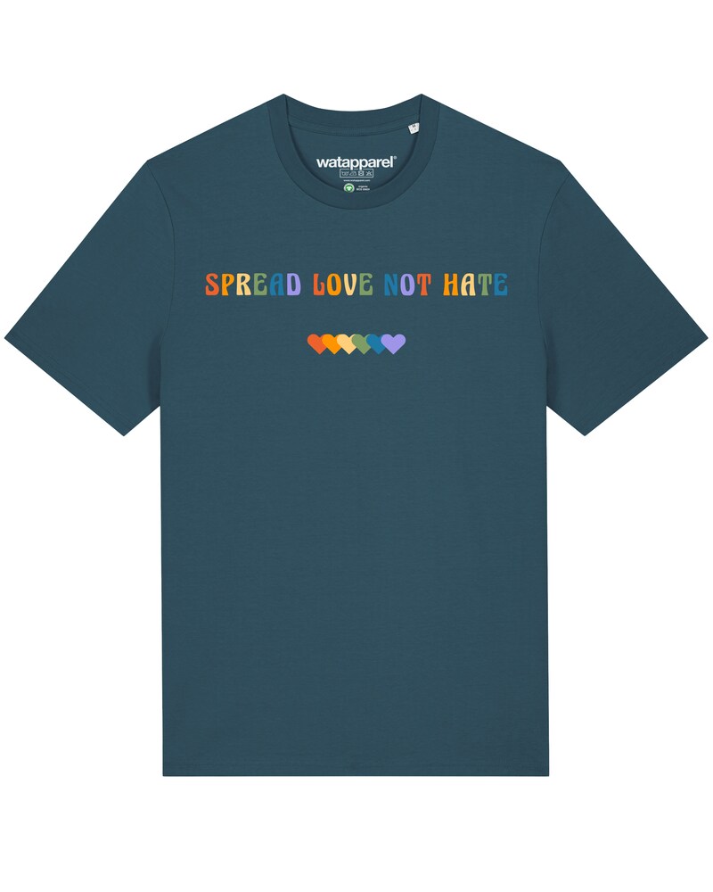 Watapparel T-Shirt ' Spread Love not Hate ' Herren Größe XS petrol / mischfarben