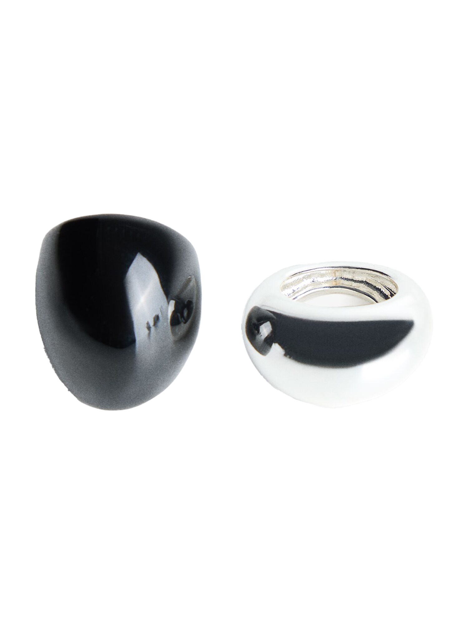 Bershka Inele  negru / argintiu