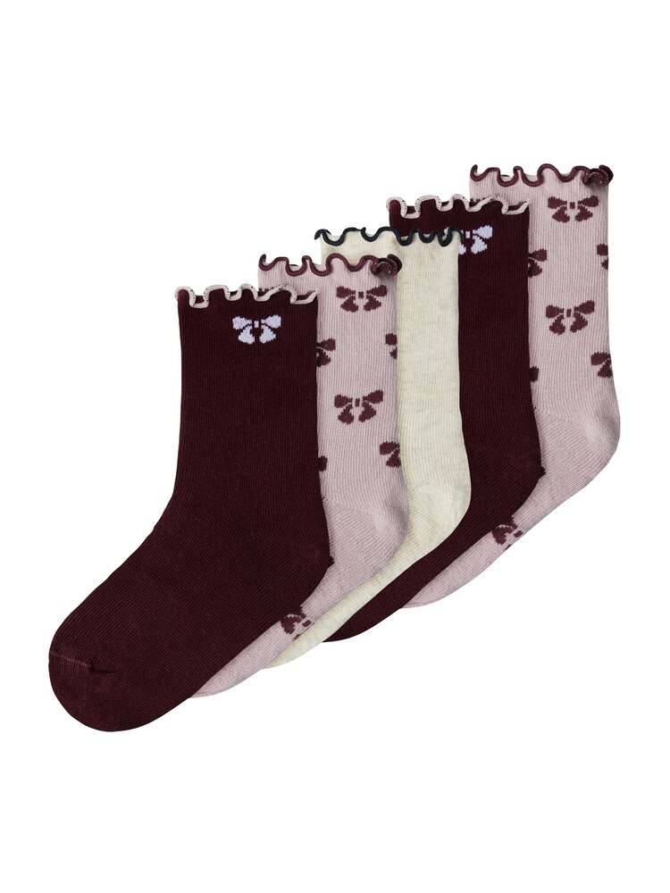 NAME IT Socken 'NMFSILKE' Mädchen Größe 25/27 flieder / burgunder / wollweiß