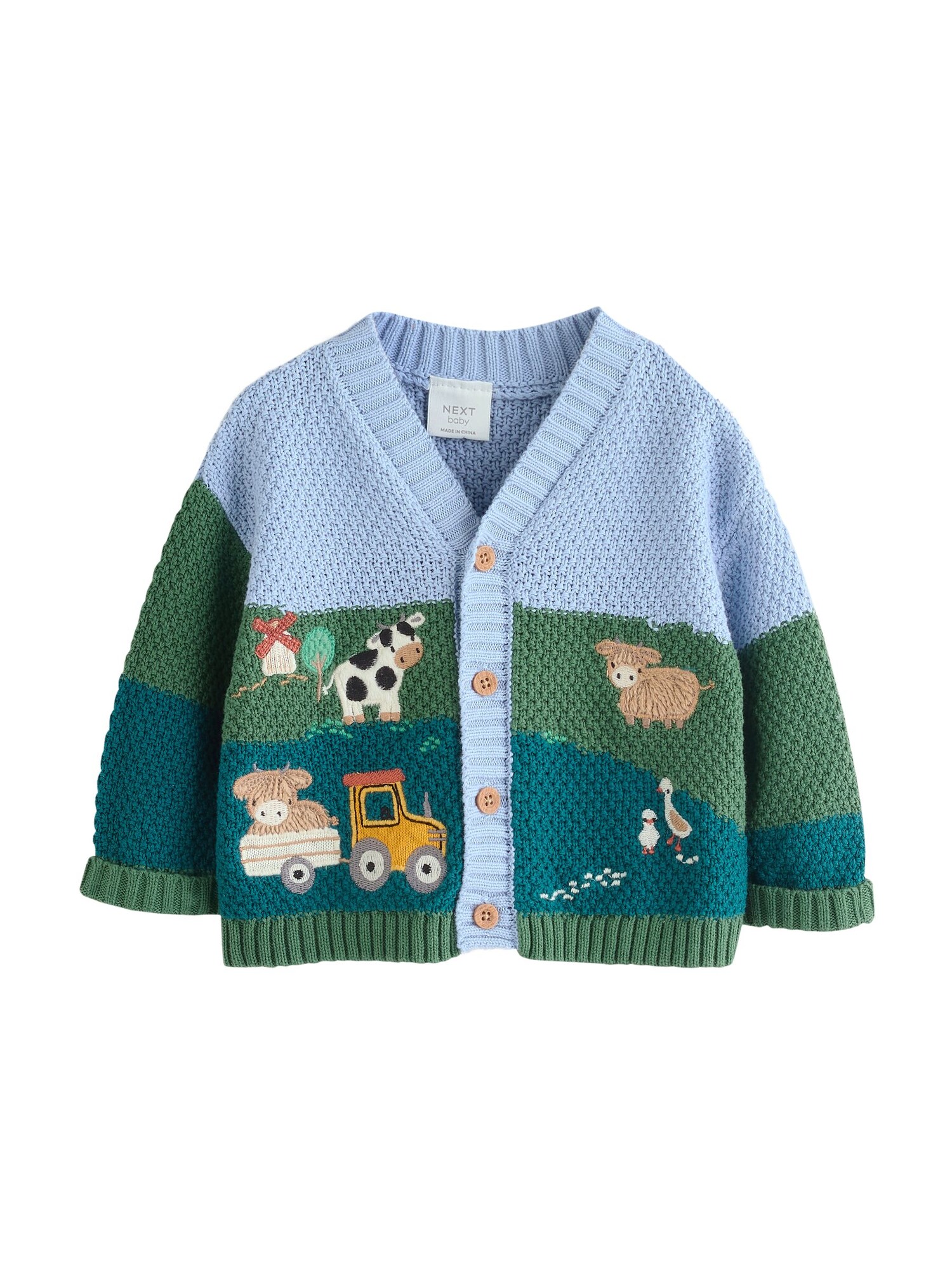 Next Gebreid Vest Lichtblauw / Groen / Petrol / Wit