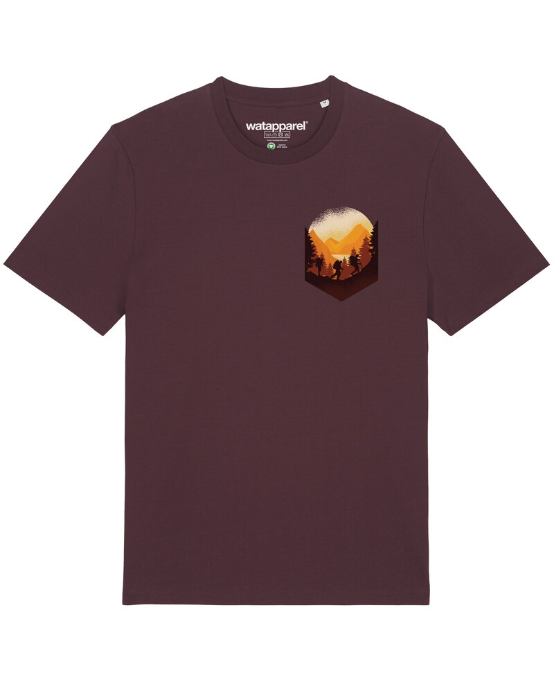 Watapparel T-Shirt 'Hiking in the mountains' Herren Größe M mischfarben / bordeaux