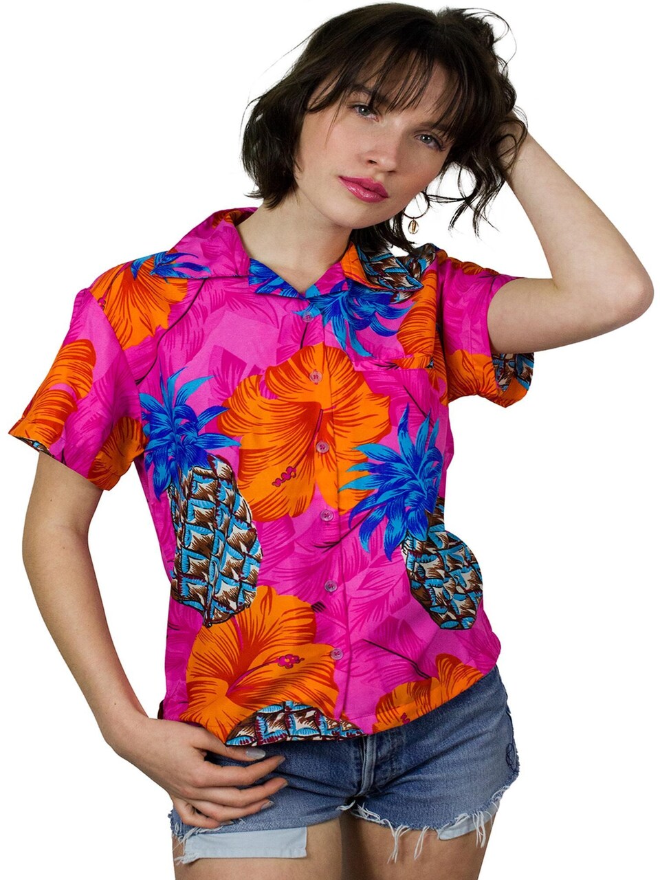 Blus 'Pineapple Hibiscus Shadow Line'