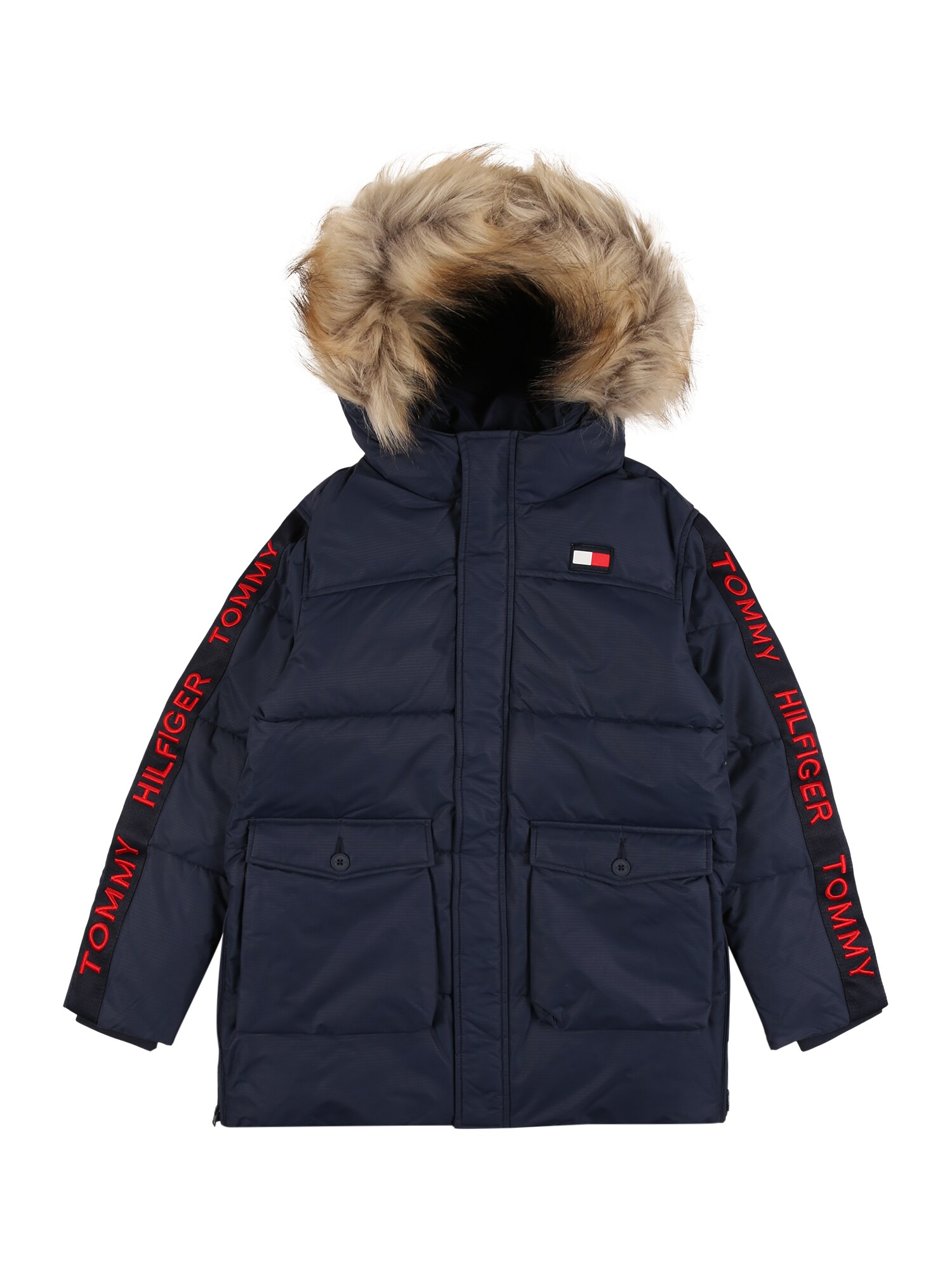 TOMMY HILFIGER Žieminė striukė 'ARCTIC TAPE PARKA'  nakties mėlyna