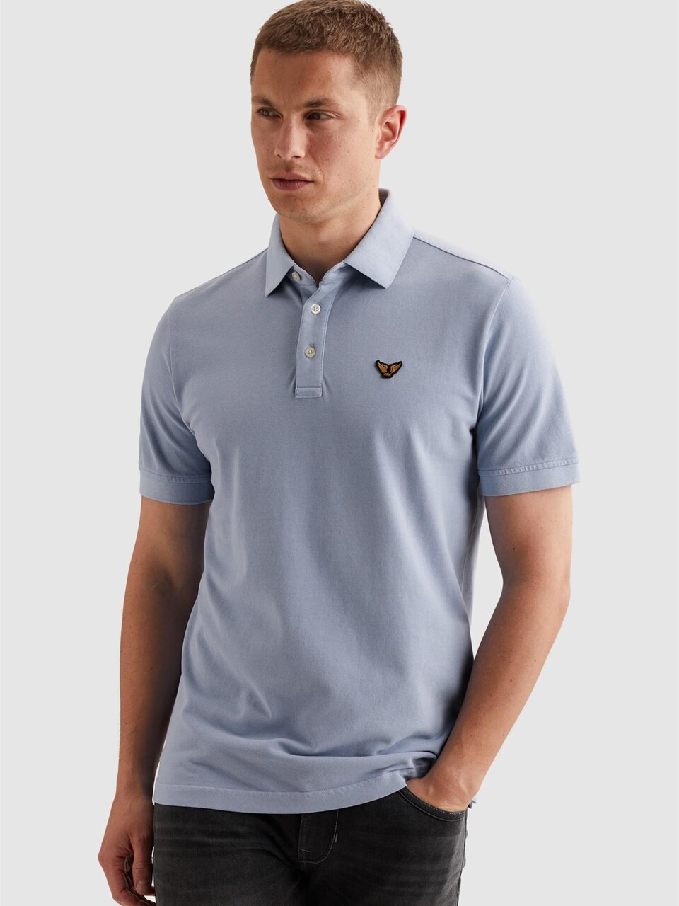 T-shirt 'Polo shirt with tailwing logo and garment-dye wash'
