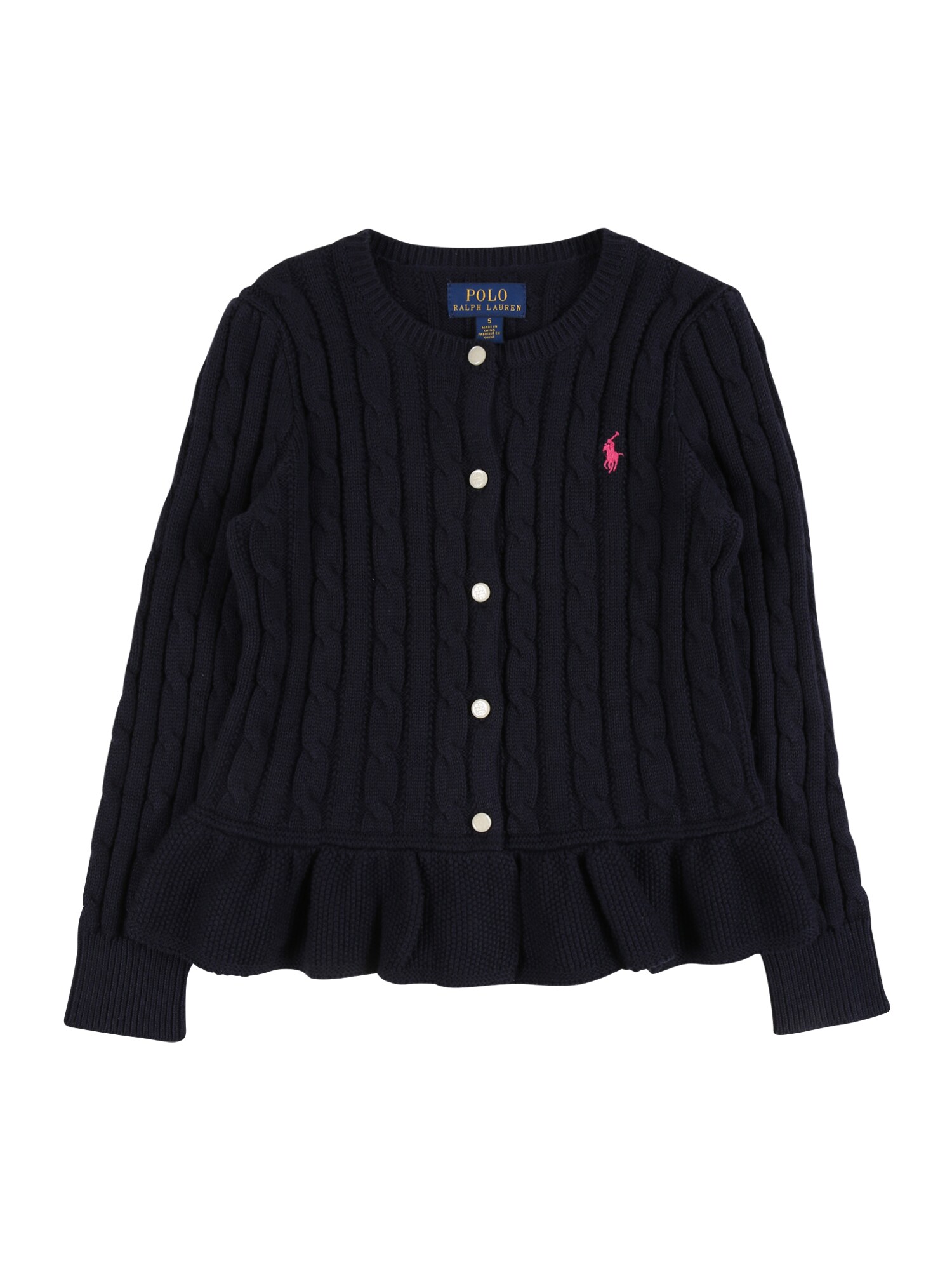 POLO RALPH LAUREN Kardiganas 'PEPLUM'  rožinė / tamsiai mėlyna