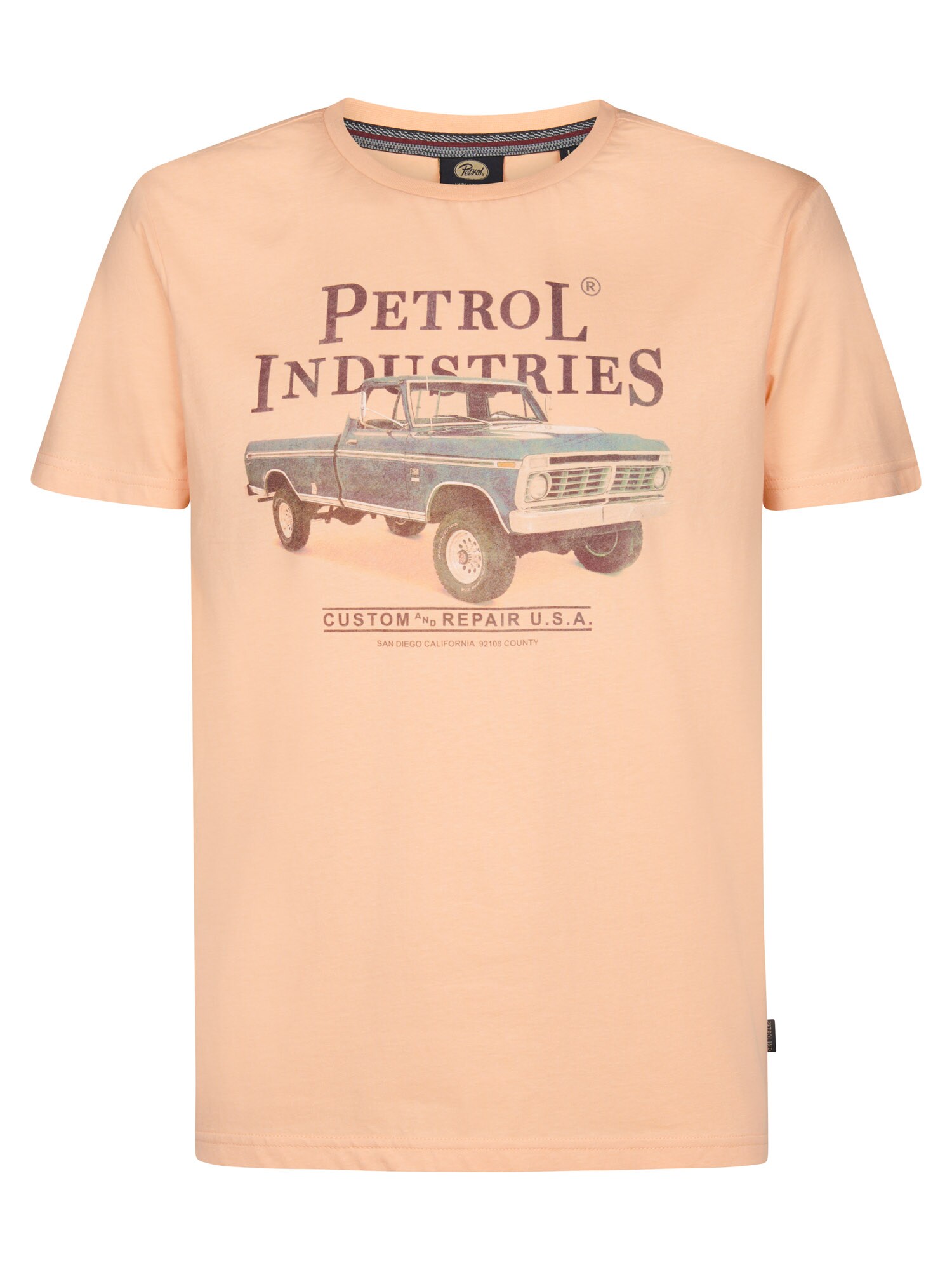 Petrol Industries Tricou  albastru / cyan / portocaliu / negru