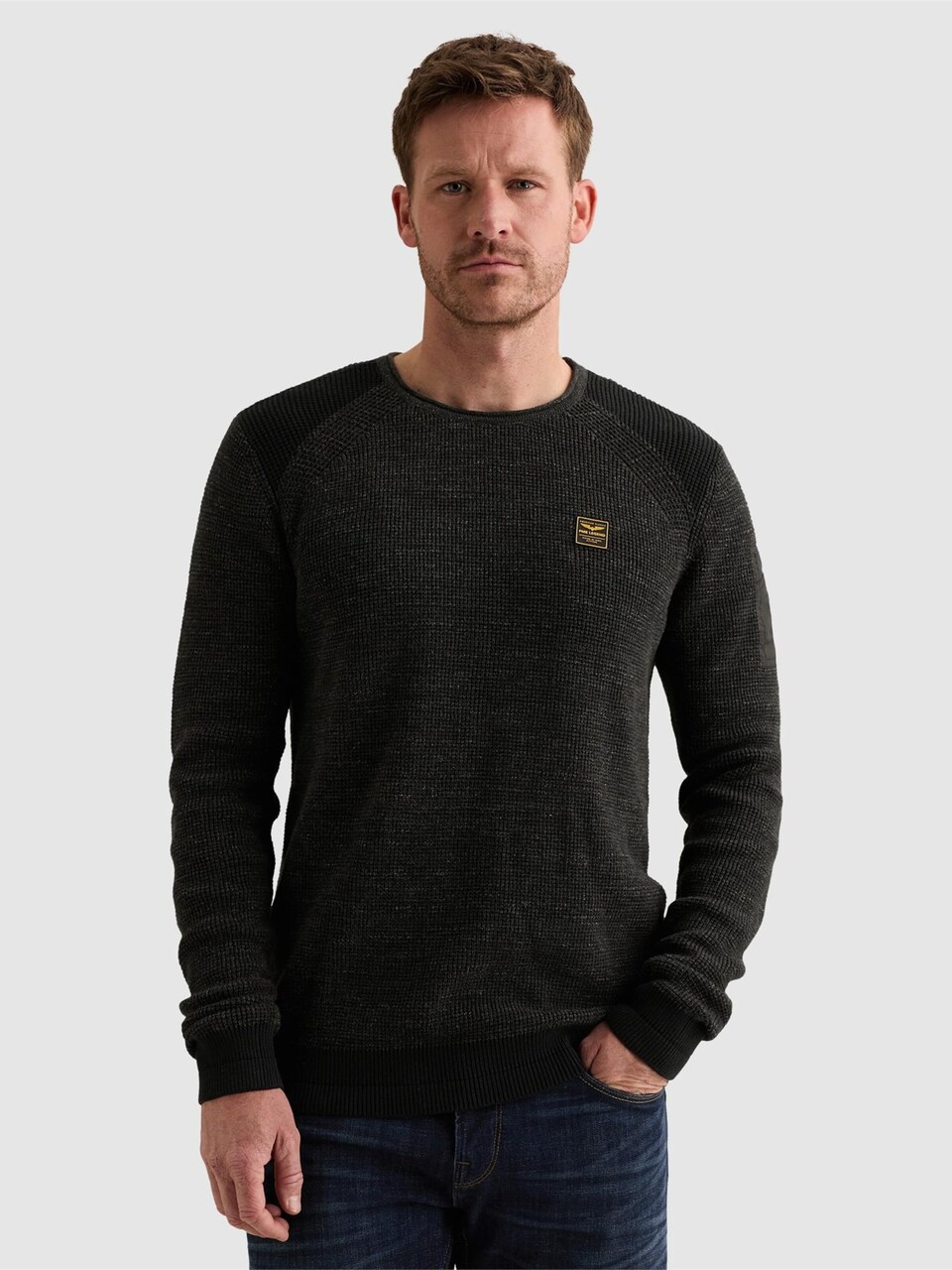 Tröja 'Pullover in cotton mélange with flight pocket'