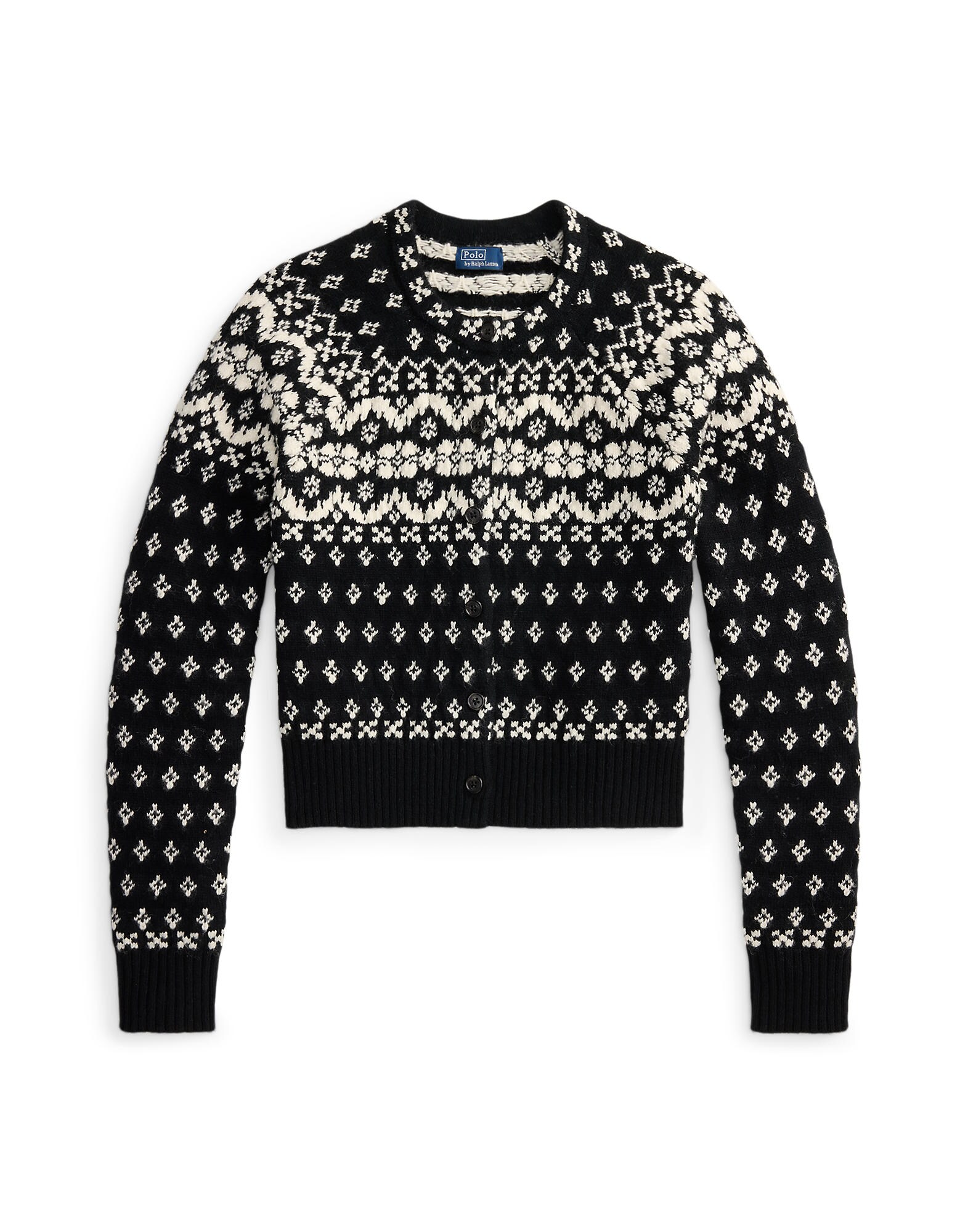 Polo Ralph Lauren Geacă tricotată negru / alb