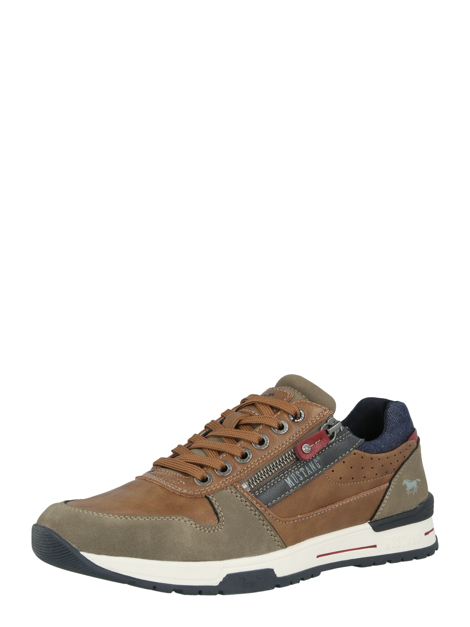 MUSTANG Sneaker low  albastru / maro coniac / oliv